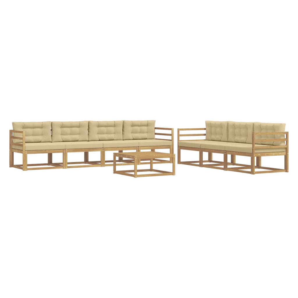 Outdoor-Sofagarnitur mit Kissen 7 pcs Weiß und Beige