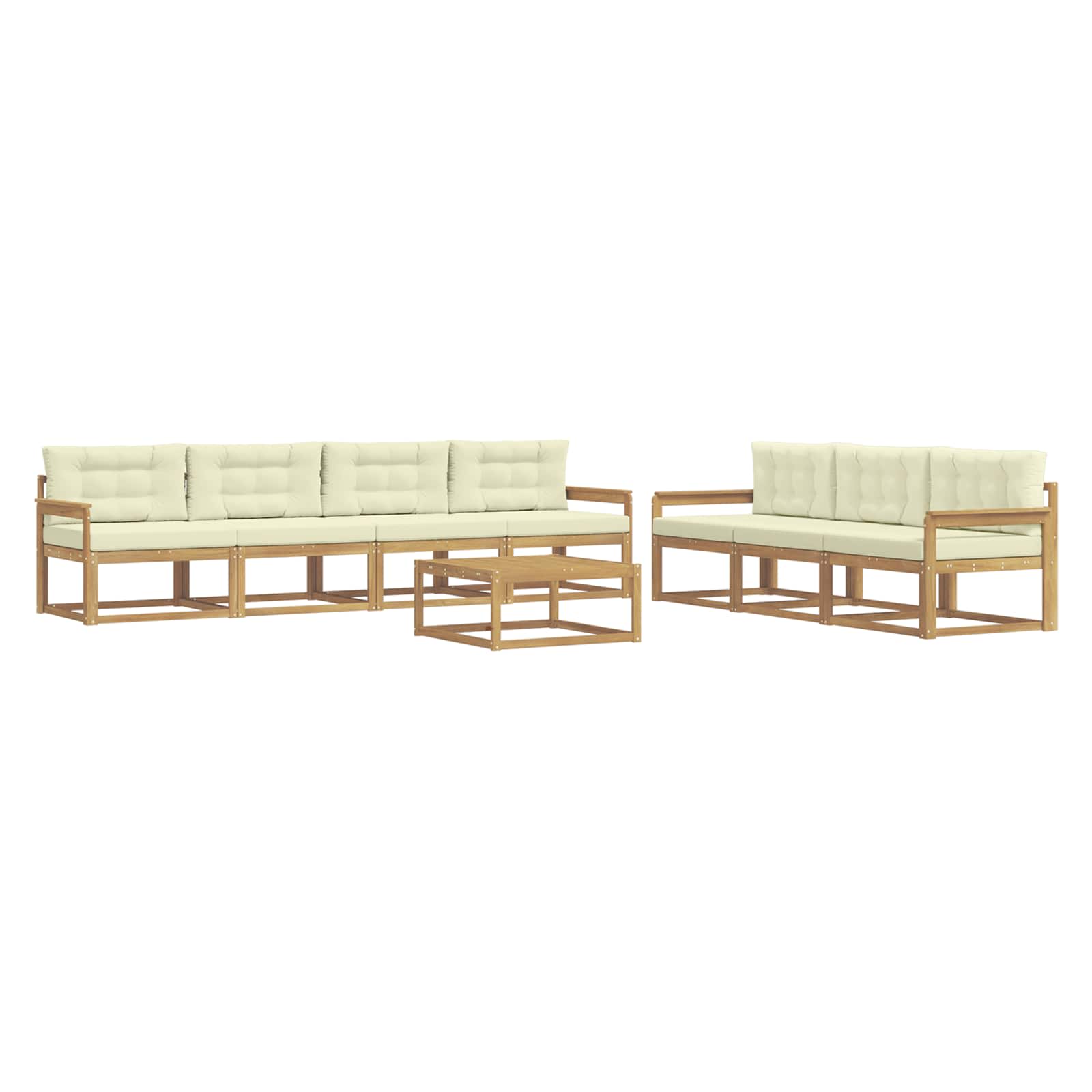 Outdoor-Sofagarnitur mit Kissen 7 pcs Weiß und Creme