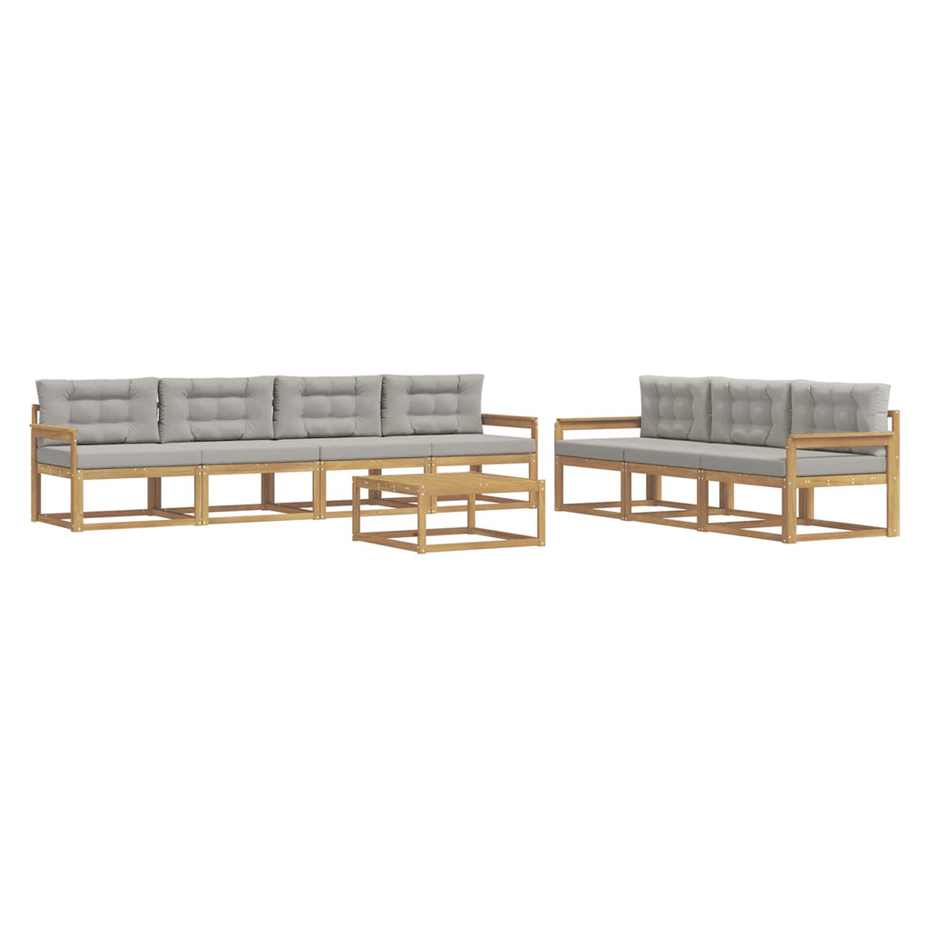Outdoor-Sofagarnitur mit Kissen 7 pcs Weiß und Hellgrau