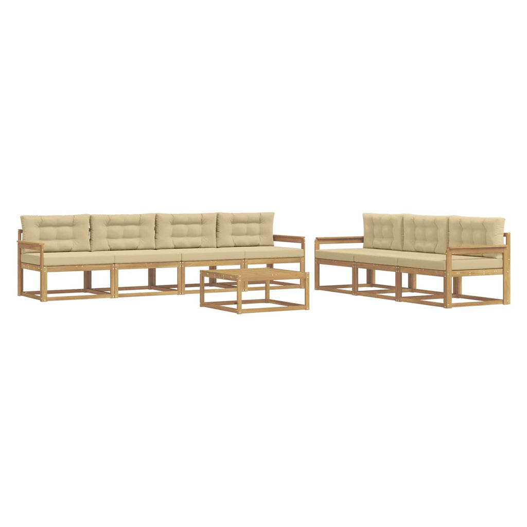 Outdoor-Sofagarnitur mit Kissen 7 pcs Weiß und Beige