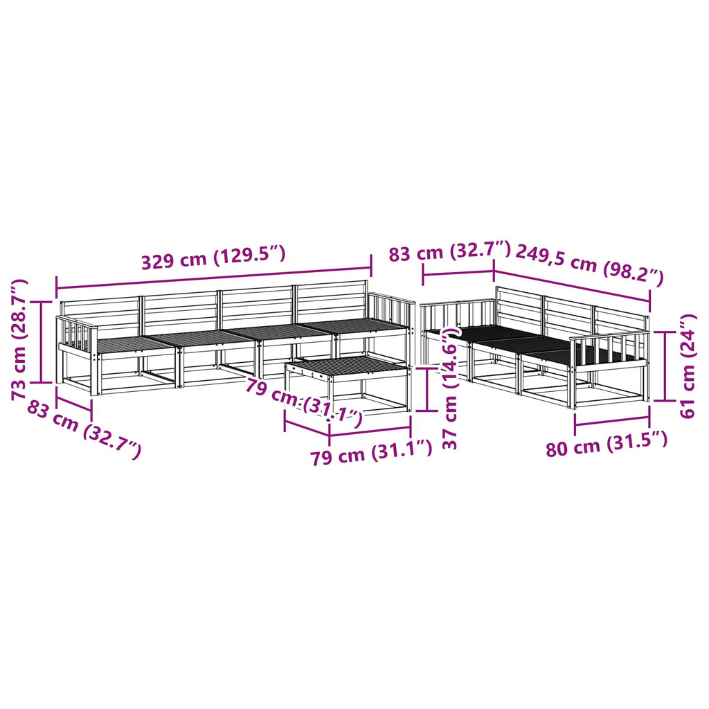 Outdoor-Sofagarnitur 8 pcs Weiß