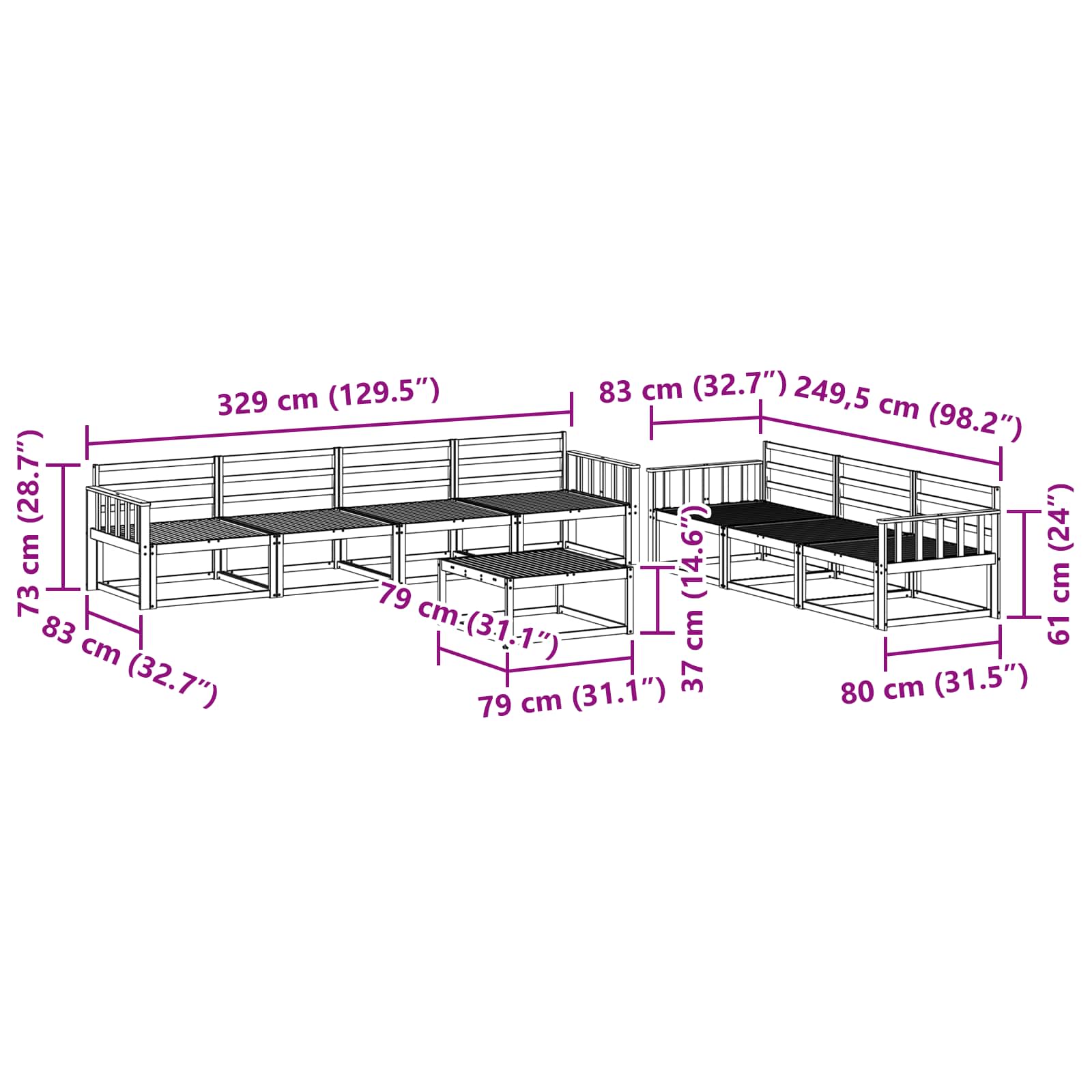 Outdoor-Sofagarnitur 8 pcs Weiß