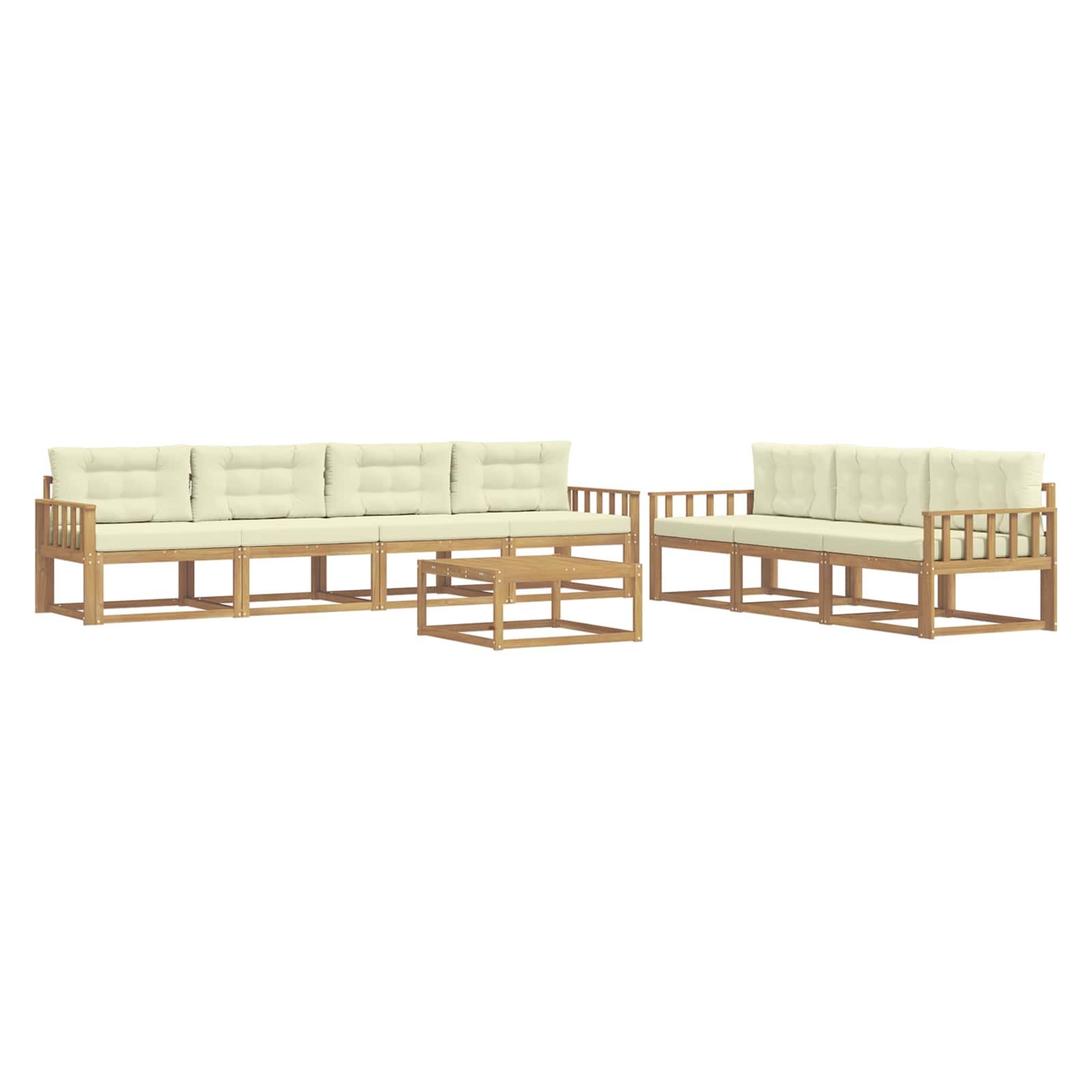Outdoor-Sofagarnitur mit Kissen 7 pcs Weiß und Creme