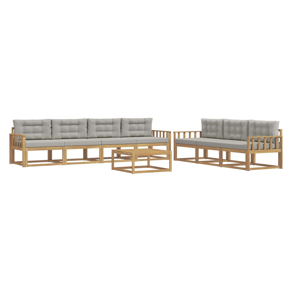 Outdoor-Sofagarnitur mit Kissen 7 pcs Weiß und Hellgrau