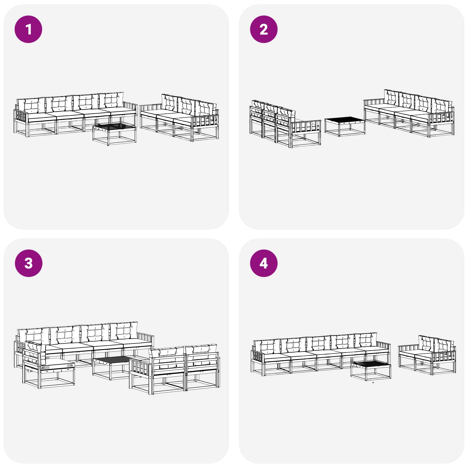 Outdoor-Sofagarnitur mit Kissen 7 pcs Weiß und Hellgrau