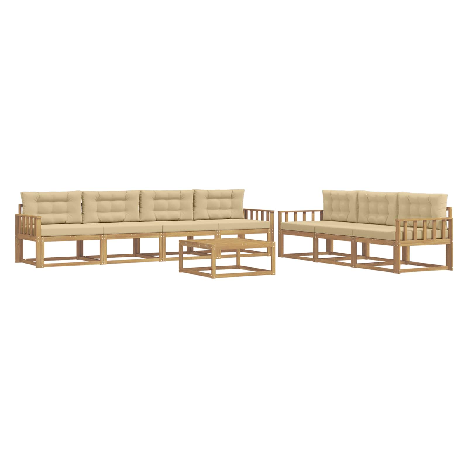 Outdoor-Sofagarnitur mit Kissen 7 pcs Weiß und Beige