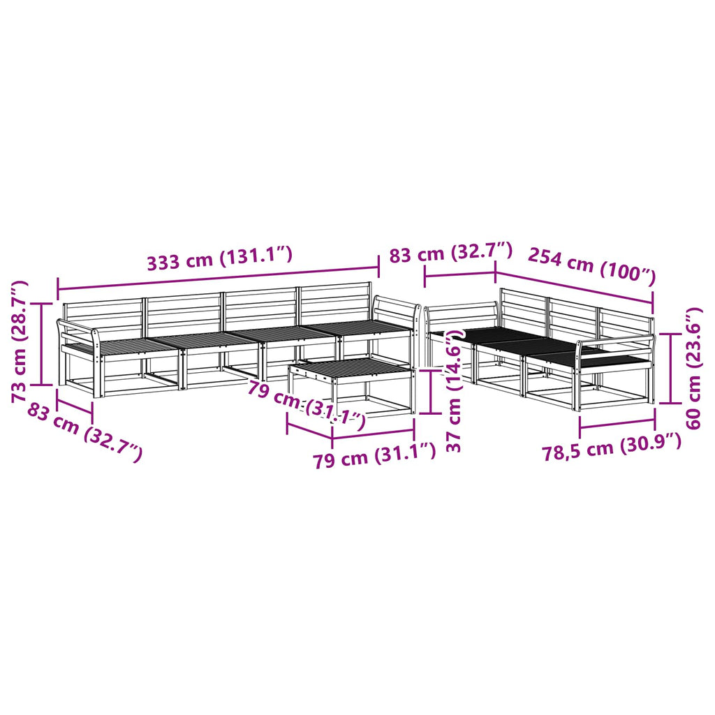Outdoor-Sofagarnitur 8 pcs Weiß