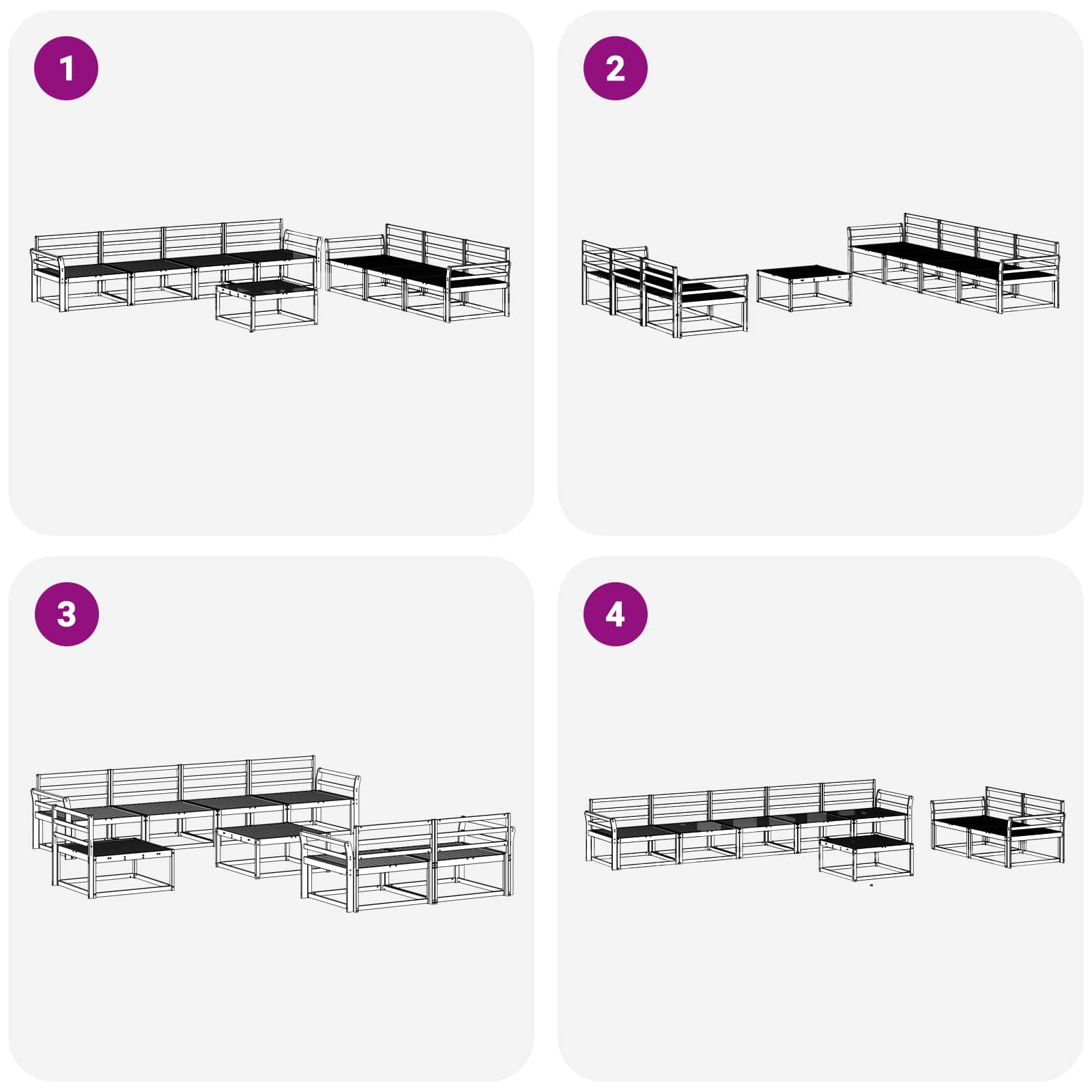 Outdoor-Sofagarnitur 8 pcs Weiß