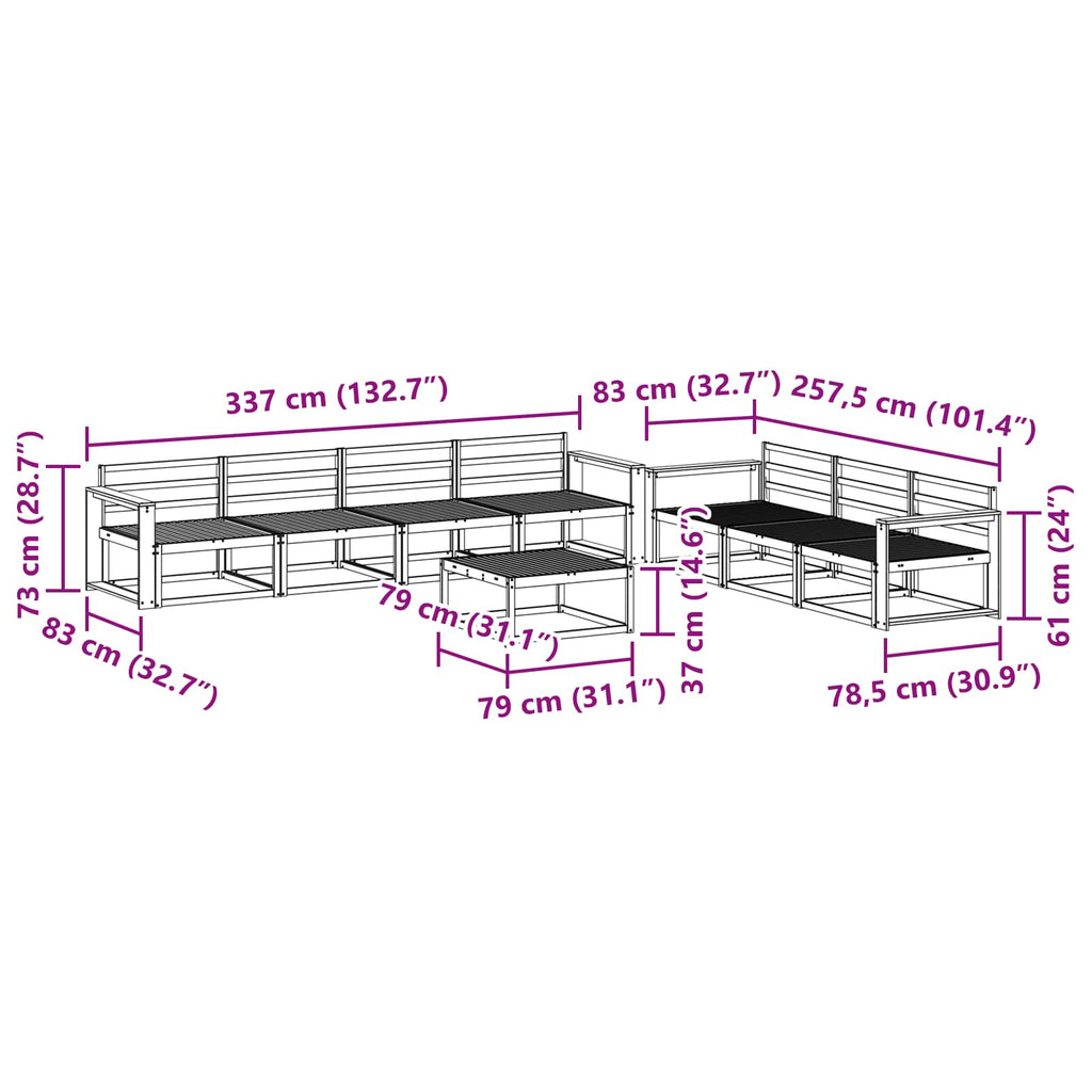 Outdoor-Sofagarnitur 8 pcs Weiß