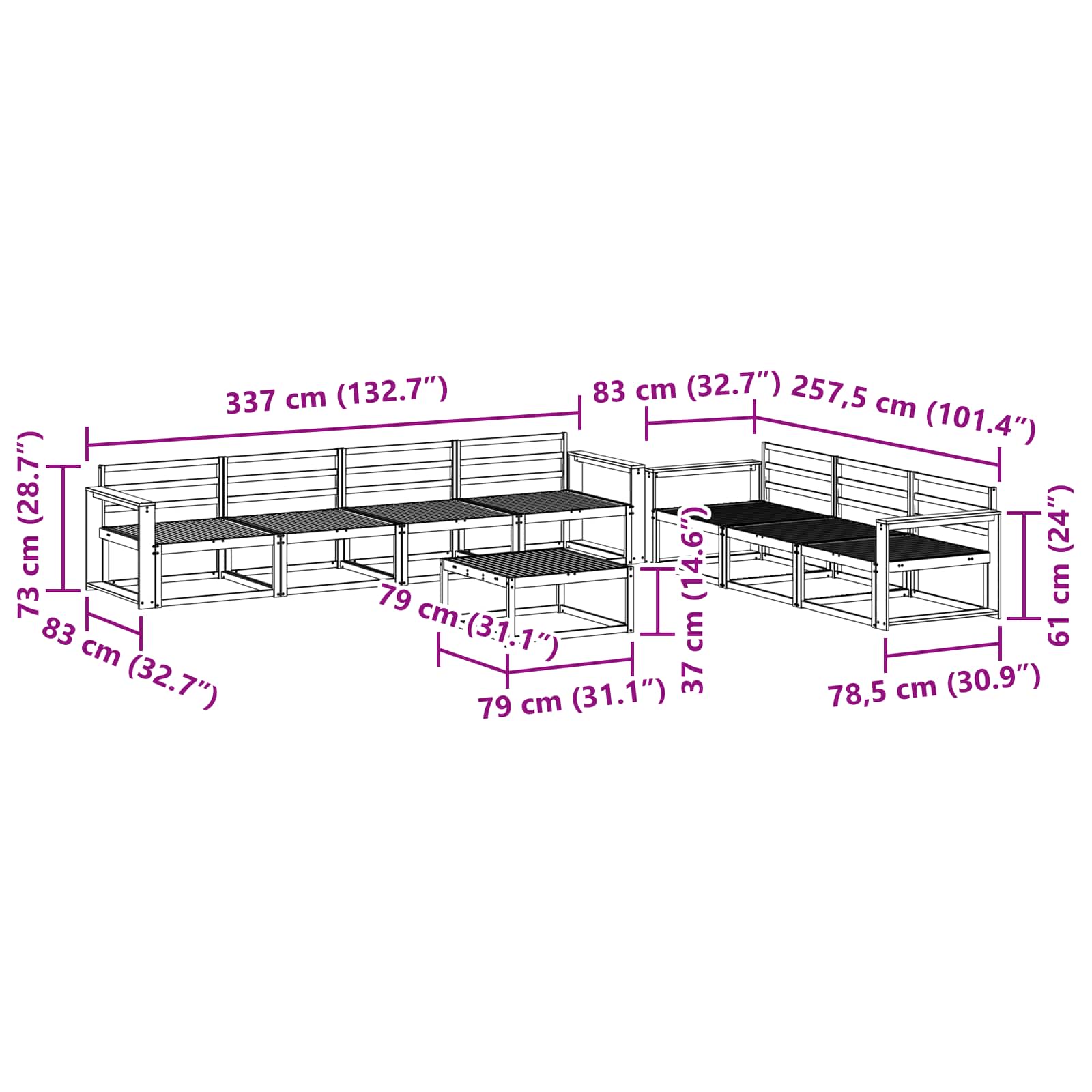 Outdoor-Sofagarnitur 8 pcs Weiß