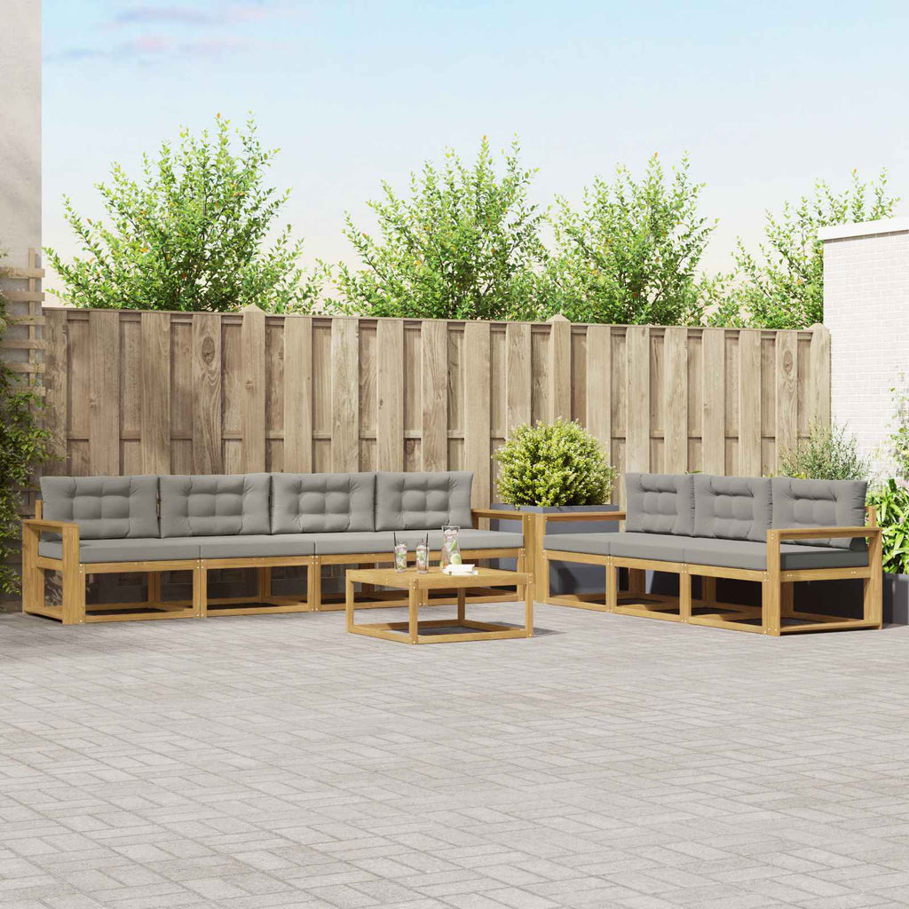 Outdoor-Sofagarnitur mit Kissen 7 pcs Weiß und Hellgrau
