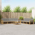 Outdoor-Sofagarnitur mit Kissen 7 pcs Weiß und Hellgrau