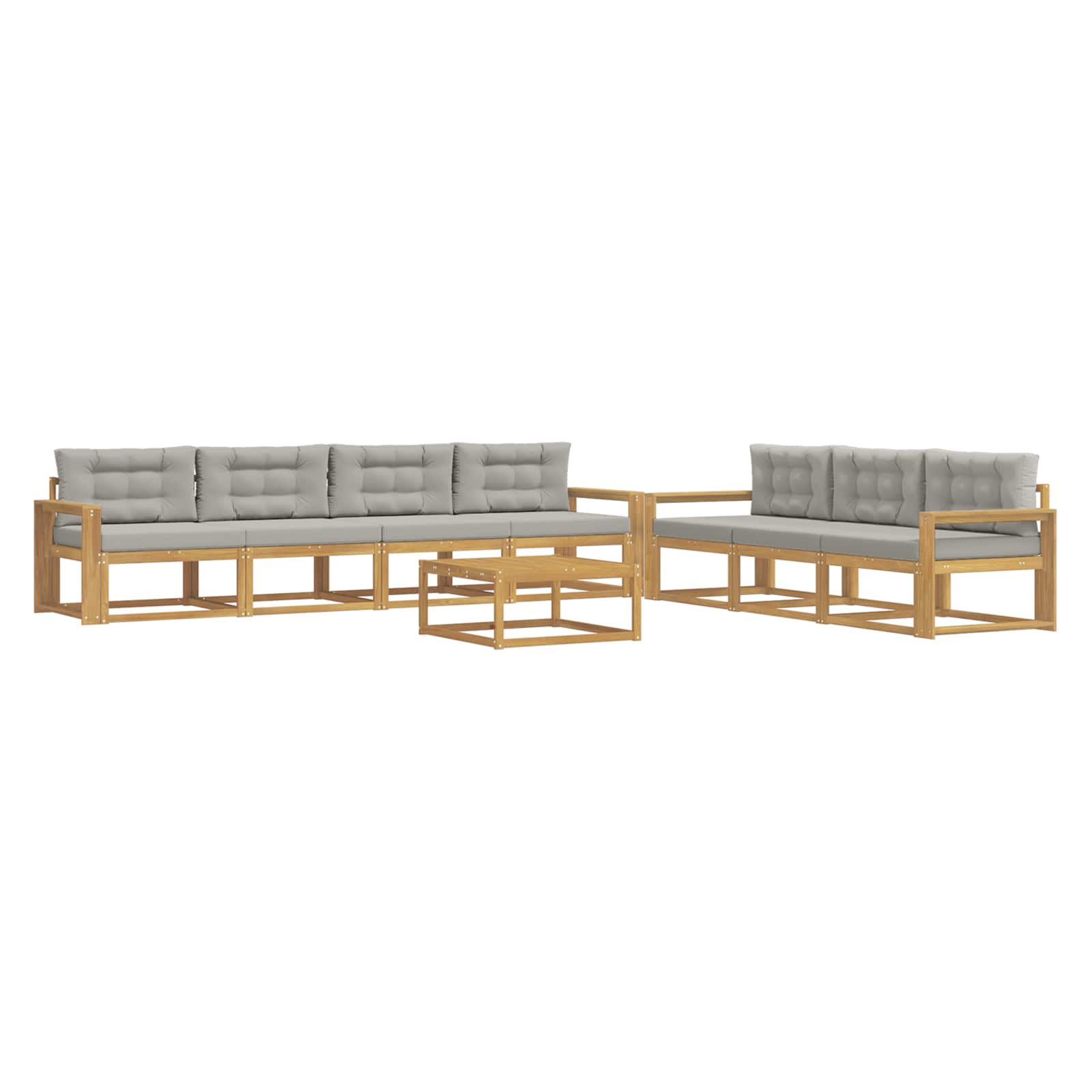 Outdoor-Sofagarnitur mit Kissen 7 pcs Weiß und Hellgrau
