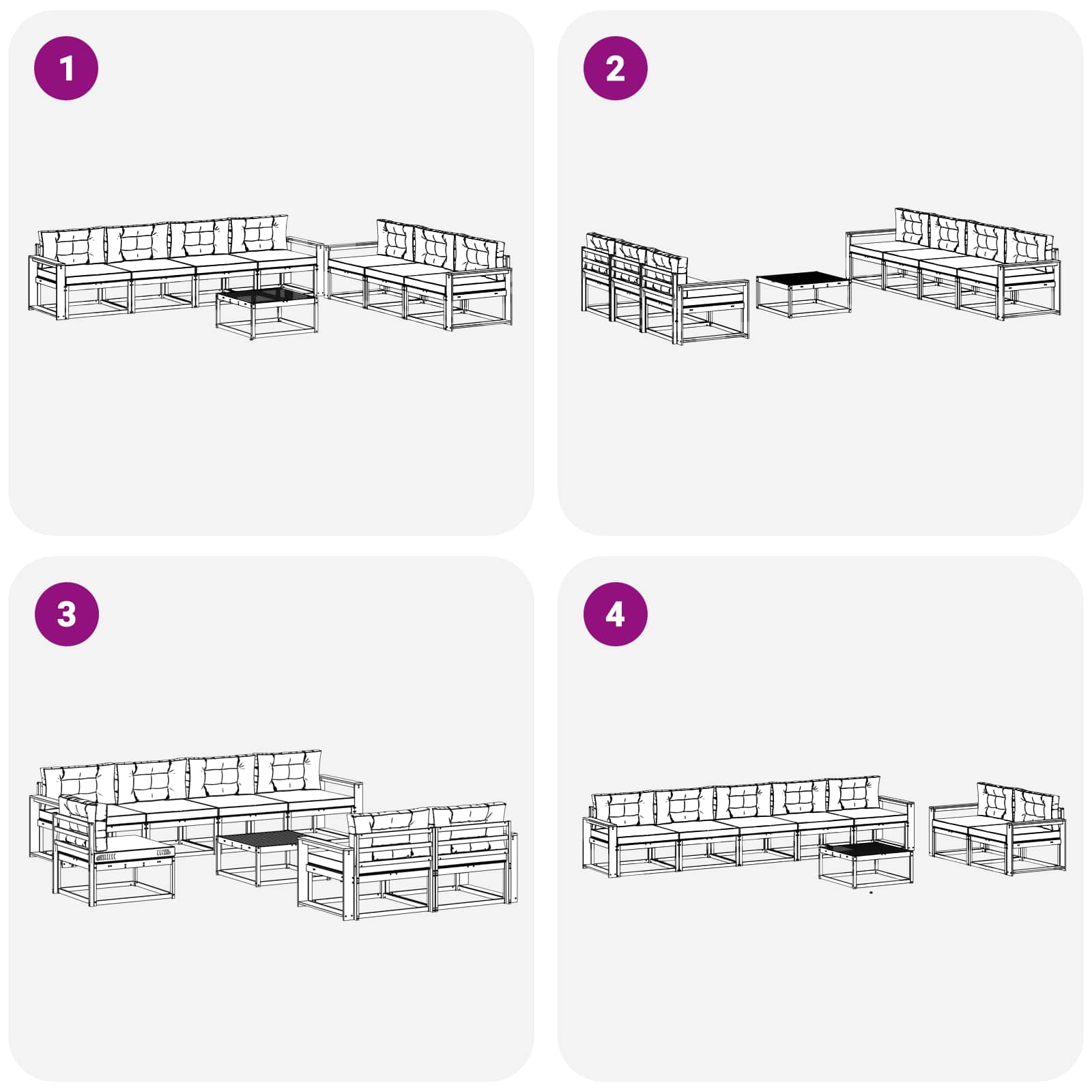 Outdoor-Sofagarnitur mit Kissen 7 pcs Weiß und Anthrazit