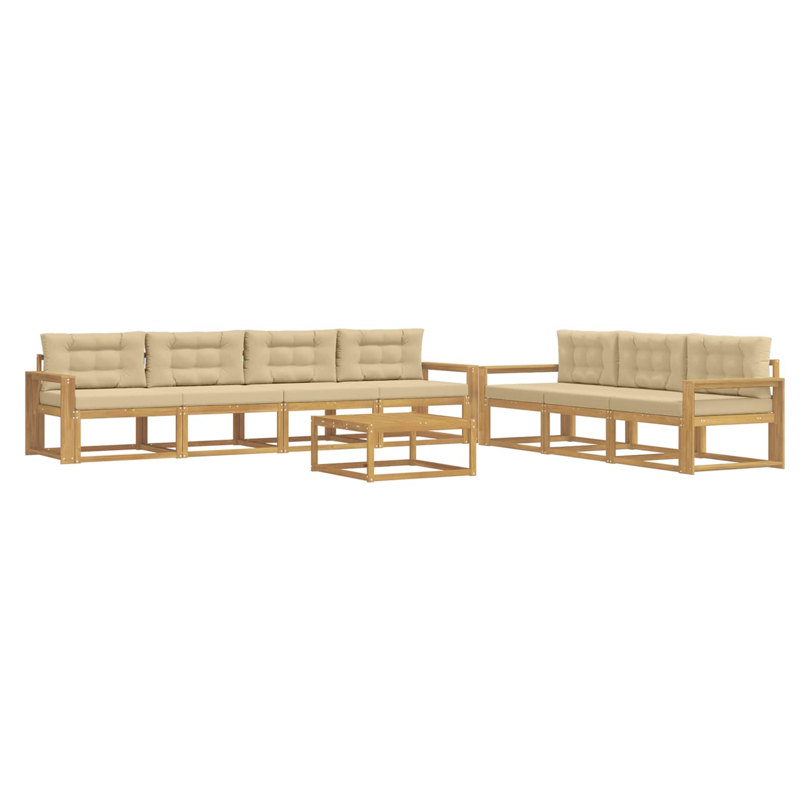 Outdoor-Sofagarnitur mit Kissen 7 pcs Weiß und Beige