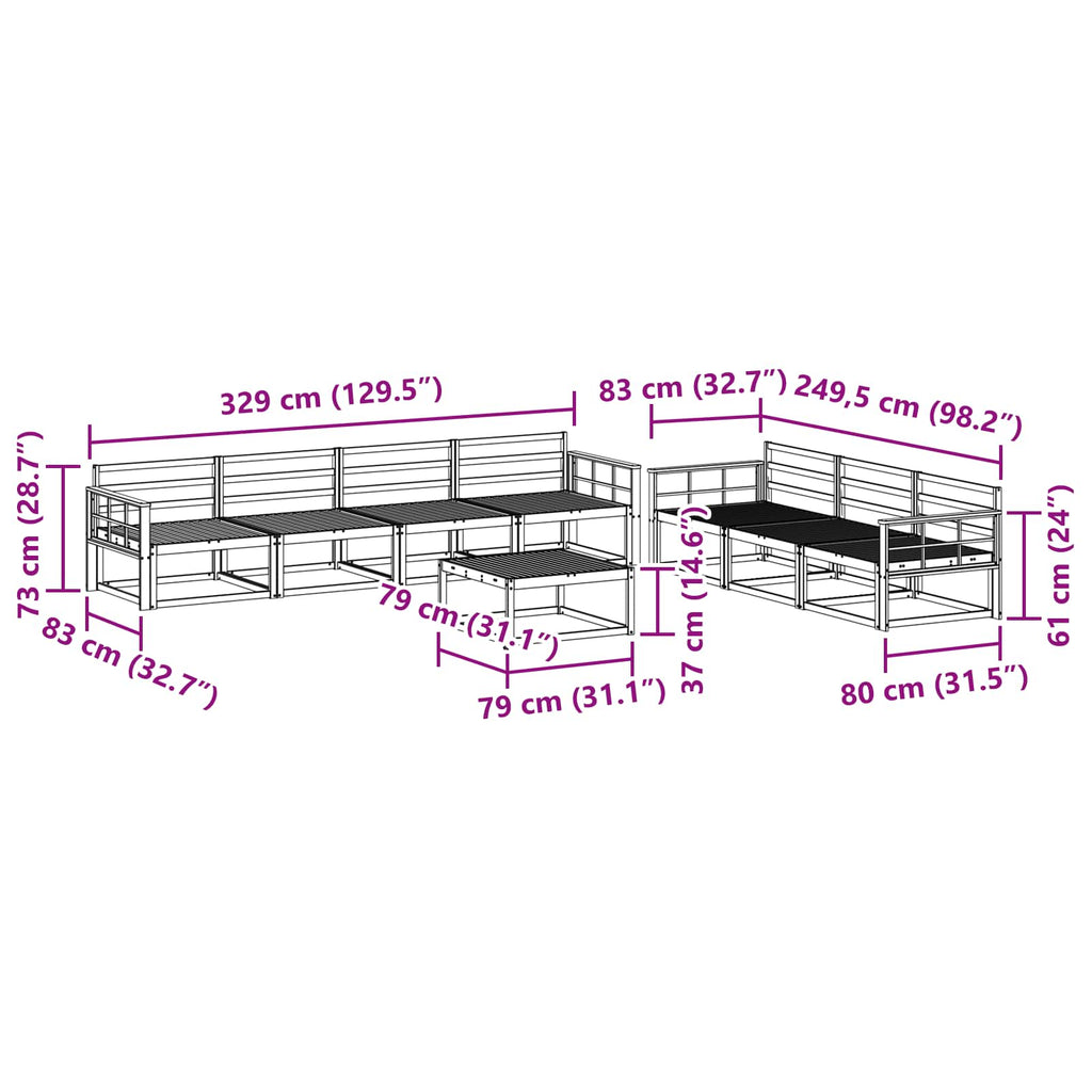 Outdoor-Sofagarnitur 8 pcs Weiß