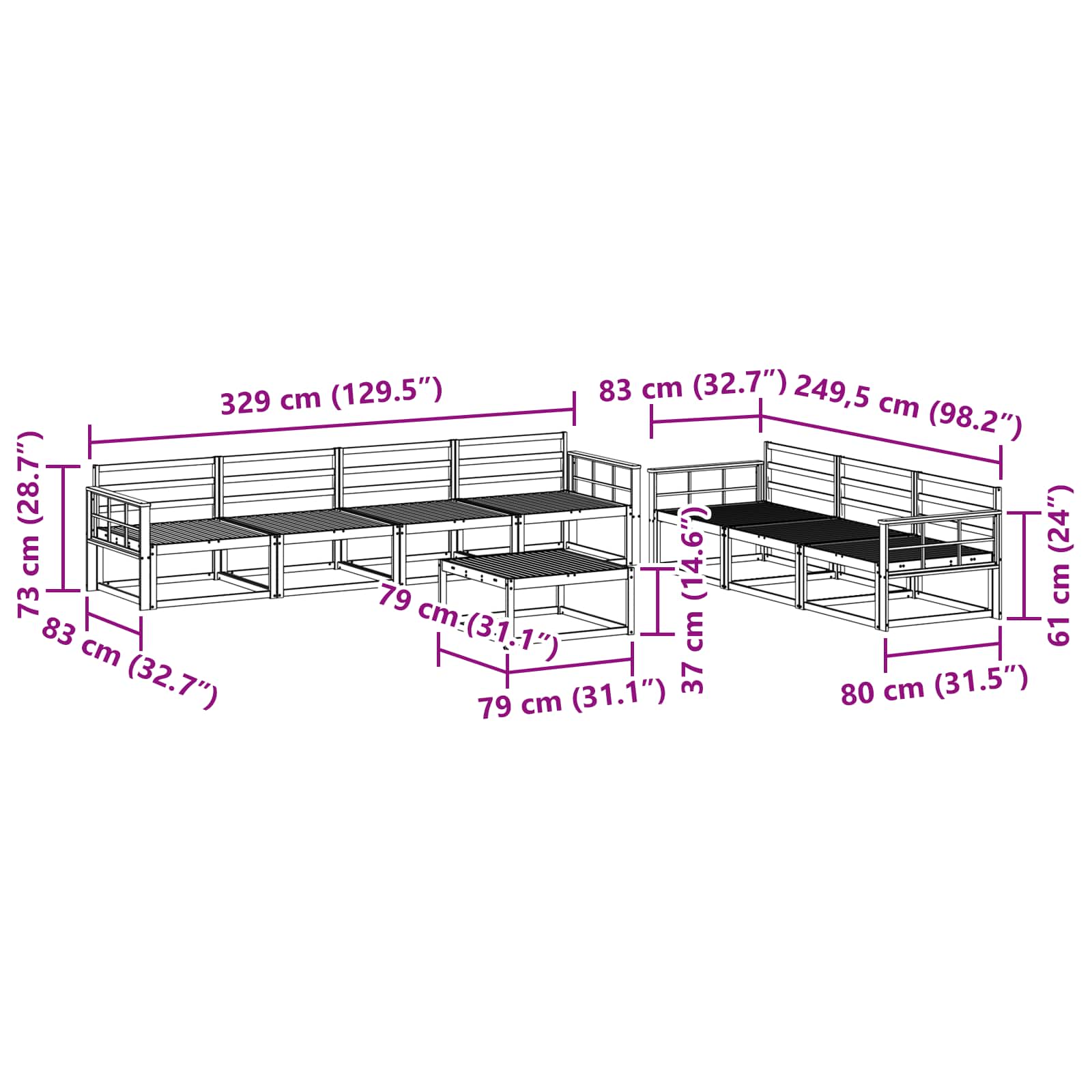 Outdoor-Sofagarnitur 8 pcs Weiß