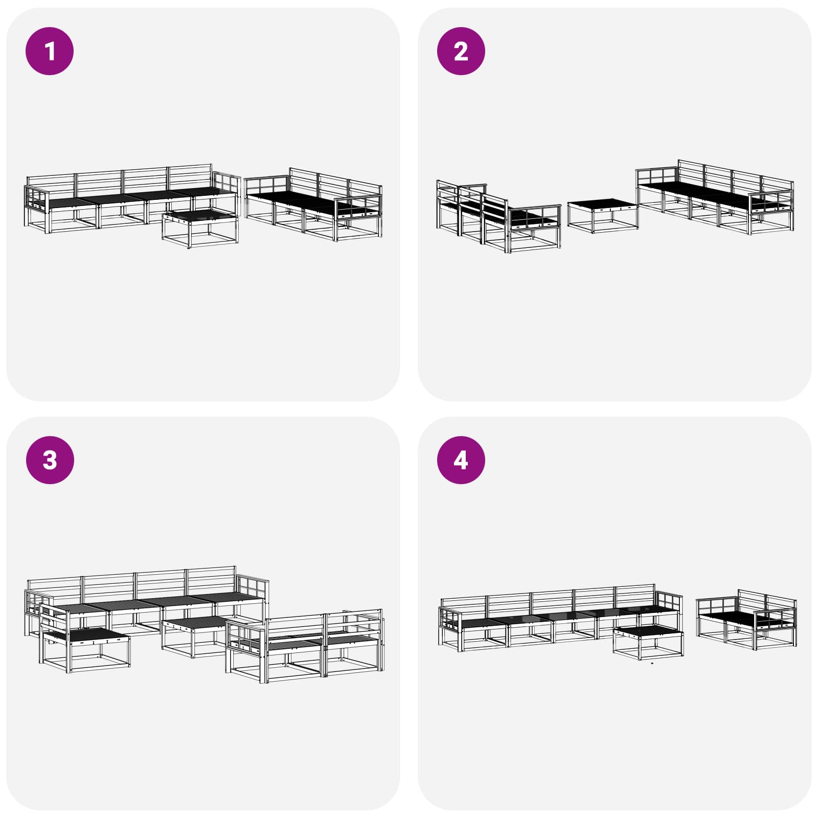 Outdoor-Sofagarnitur 8 pcs Weiß