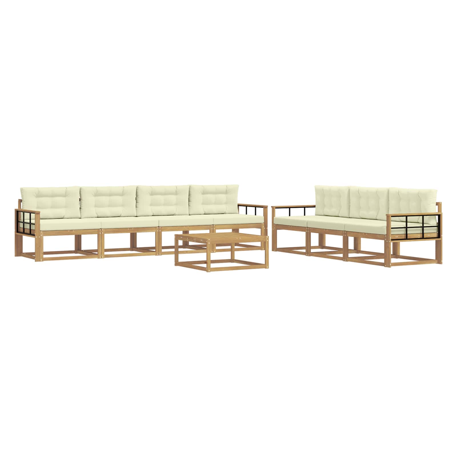 Outdoor-Sofagarnitur mit Kissen 7 pcs Weiß und Creme