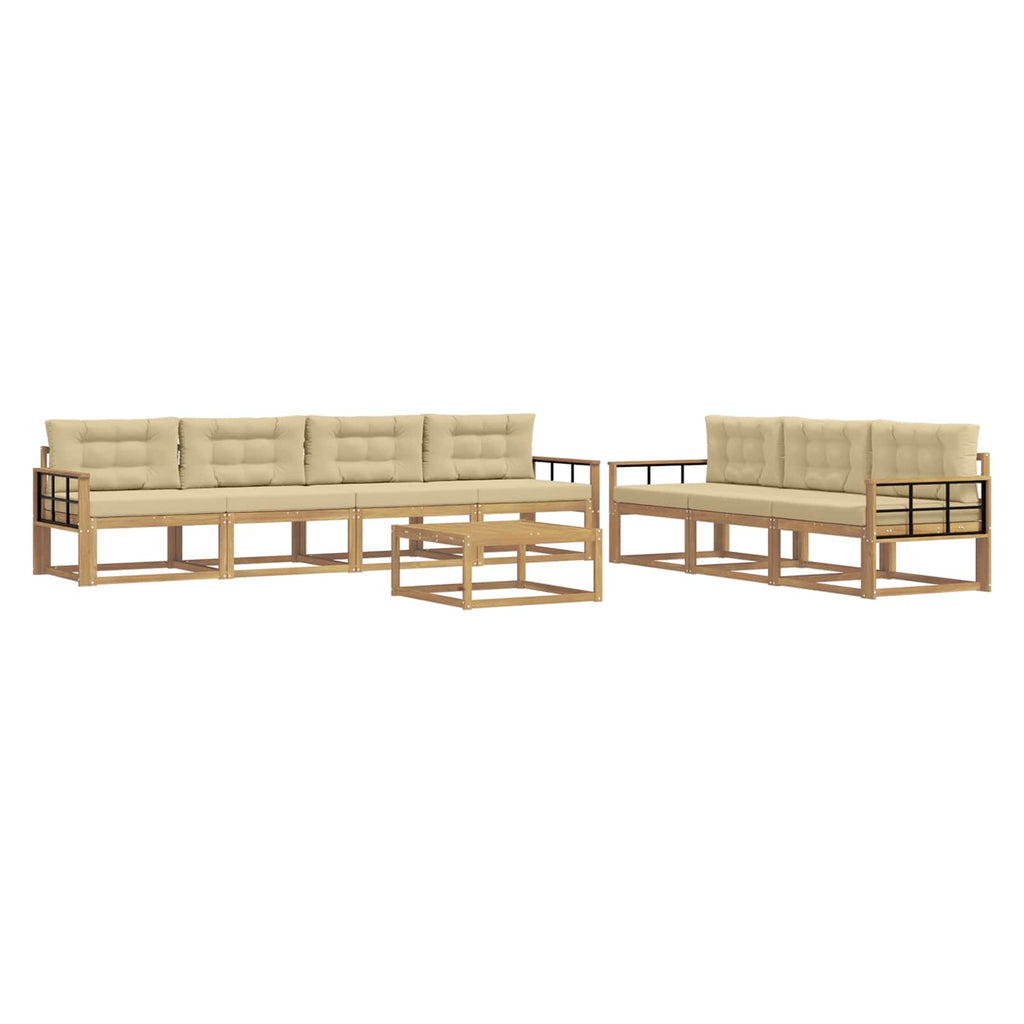 Outdoor-Sofagarnitur mit Kissen 7 pcs Weiß und Beige