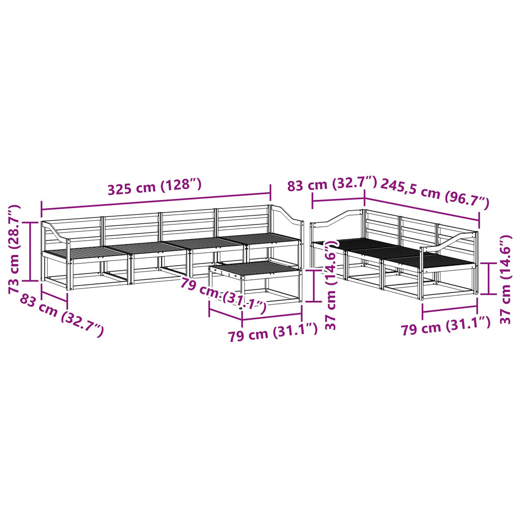 Outdoor-Sofagarnitur 8 pcs Weiß