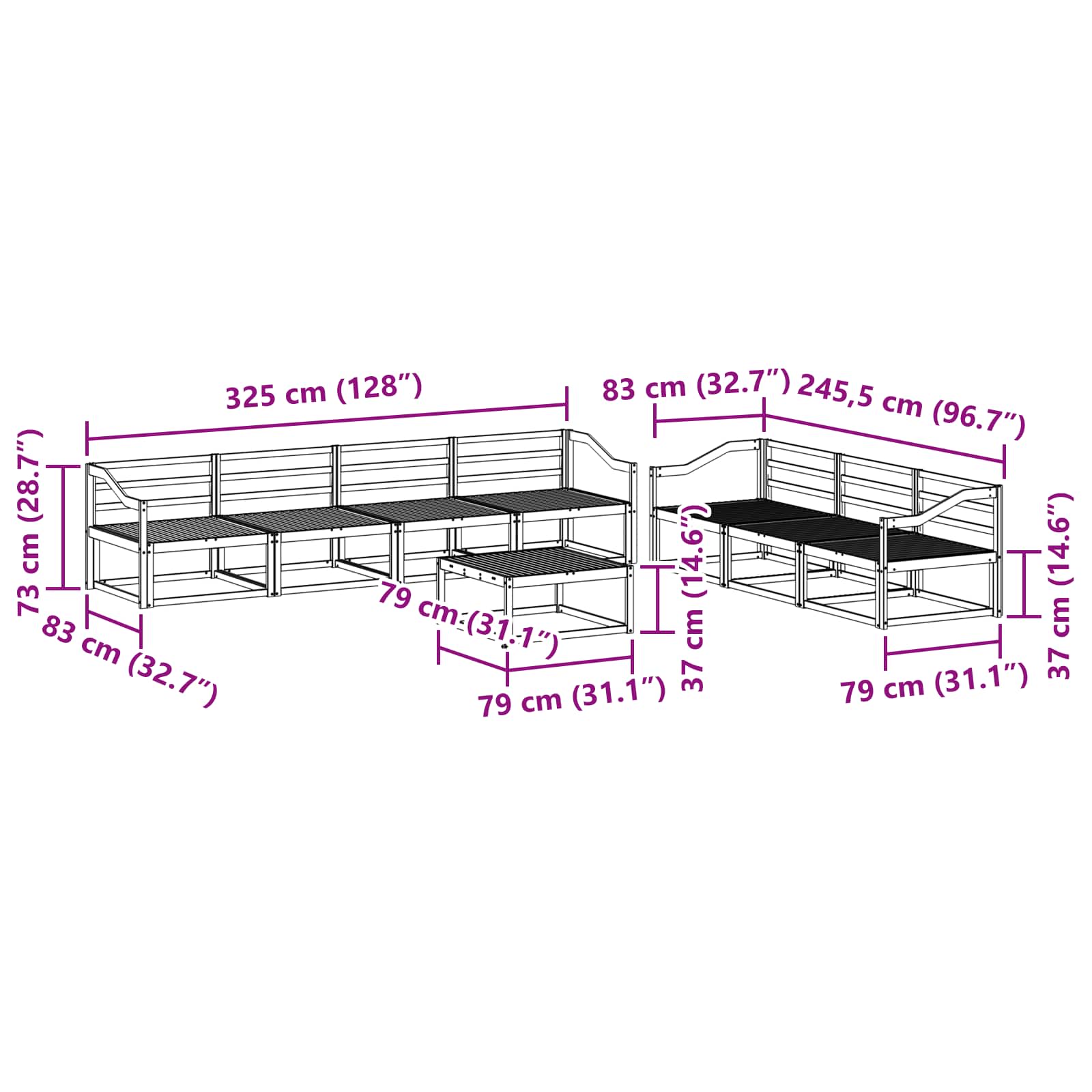 Outdoor-Sofagarnitur 8 pcs Weiß