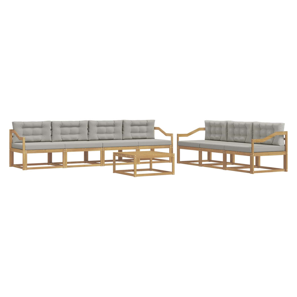Outdoor-Sofagarnitur mit Kissen 7 pcs Weiß und Hellgrau