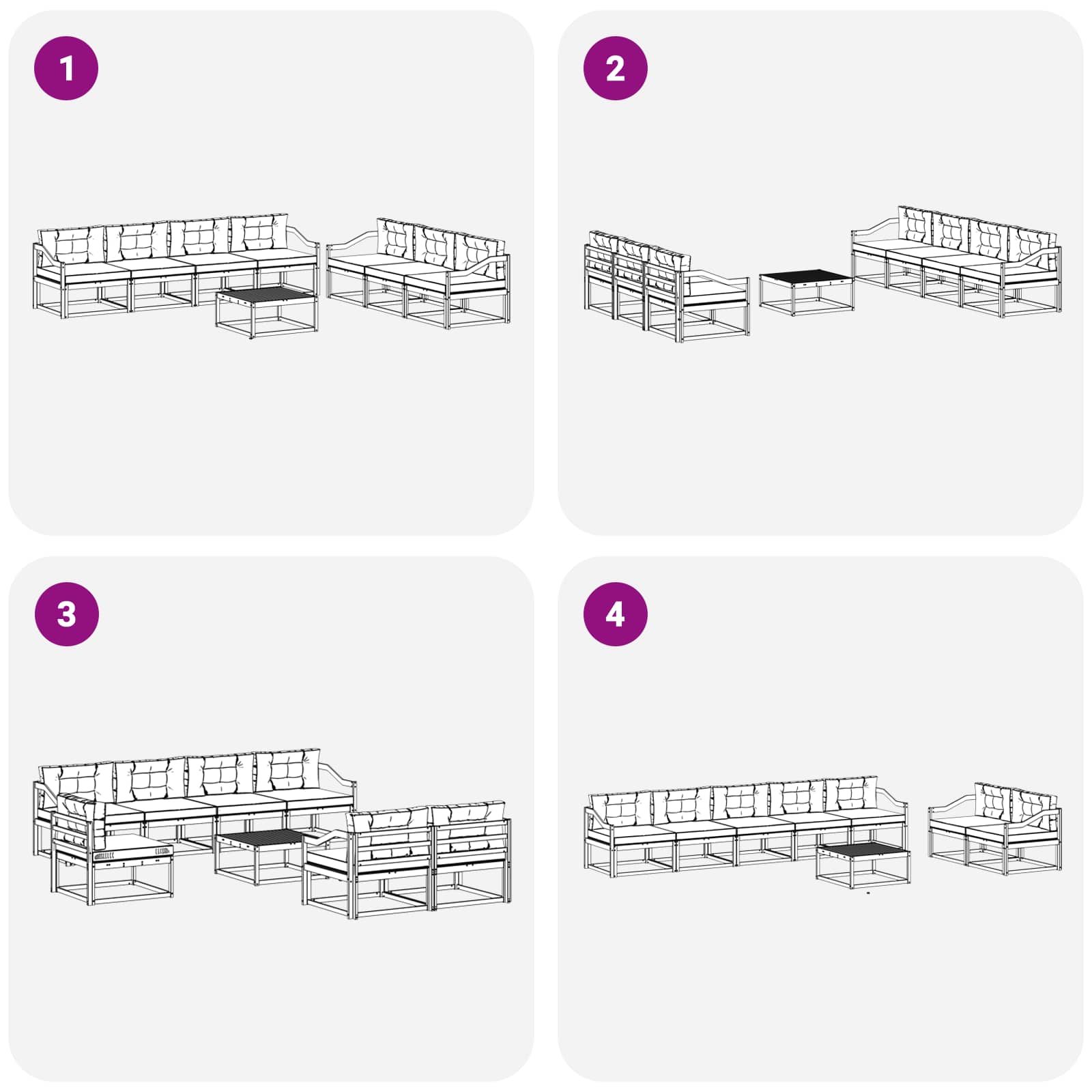Outdoor-Sofagarnitur mit Kissen 7 pcs Weiß und Hellgrau