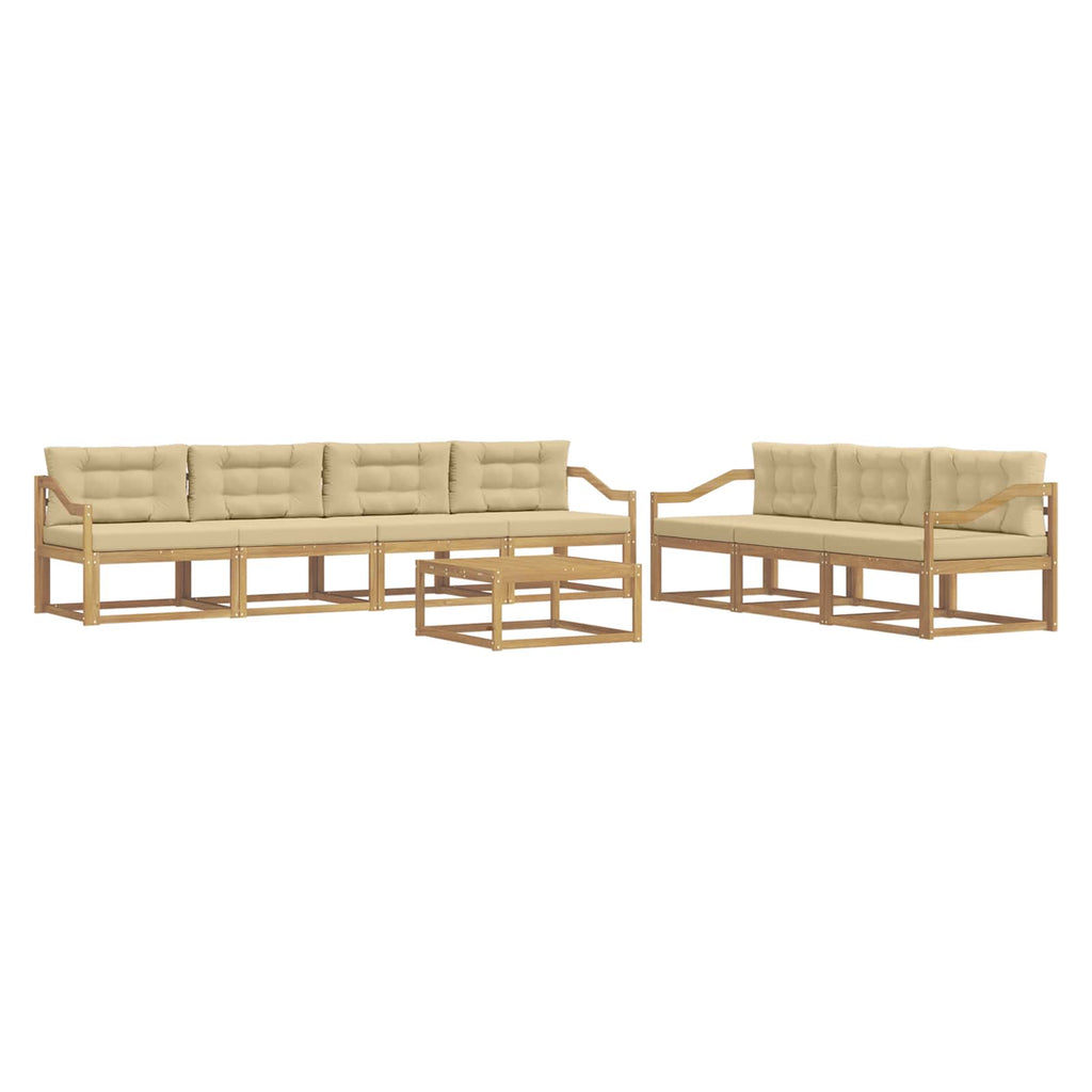 Outdoor-Sofagarnitur mit Kissen 7 pcs Weiß und Beige