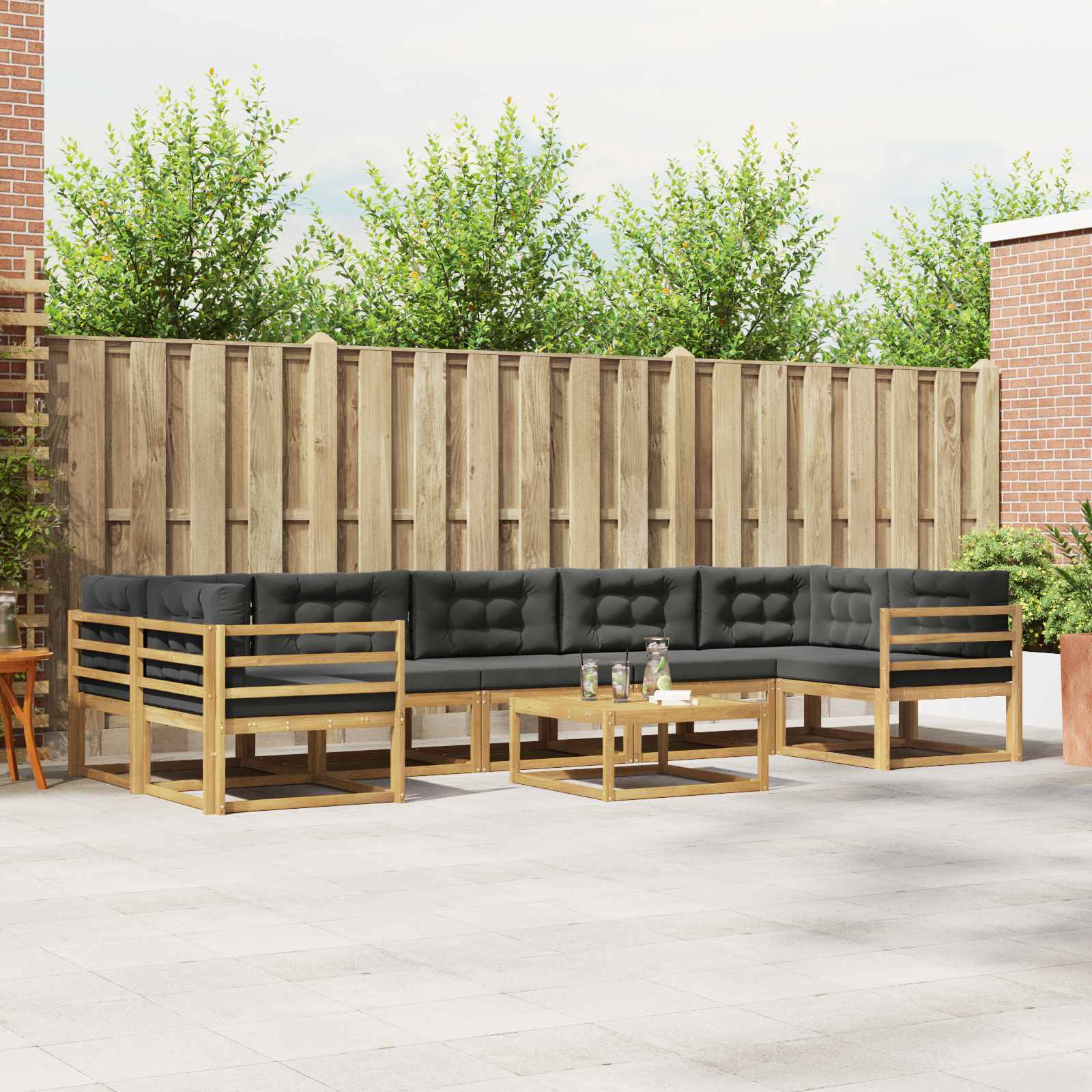 Outdoor-Sofagarnitur mit Kissen 6 pcs Weiß und Anthrazit