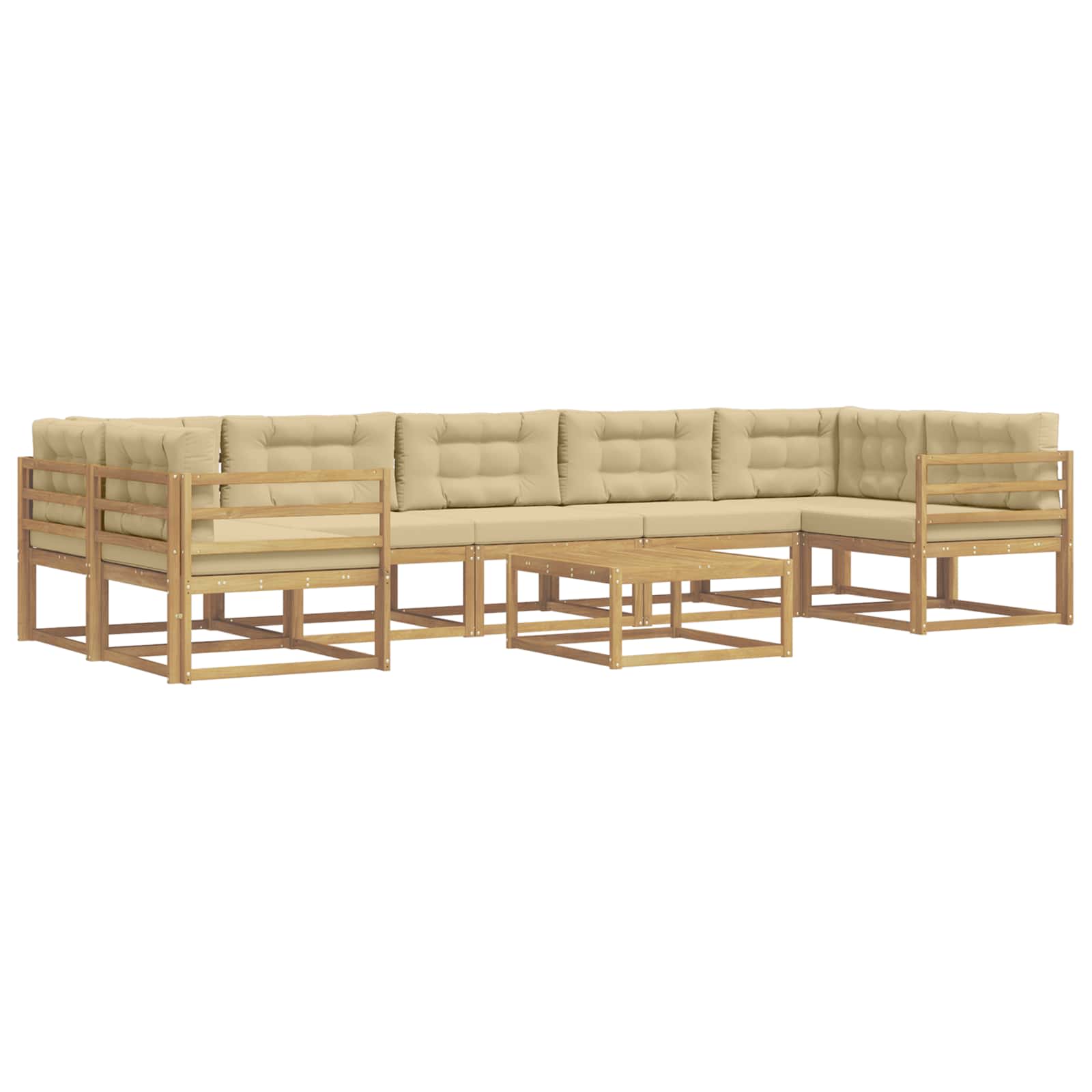 Outdoor-Sofagarnitur mit Kissen 6 pcs Weiß und Beige