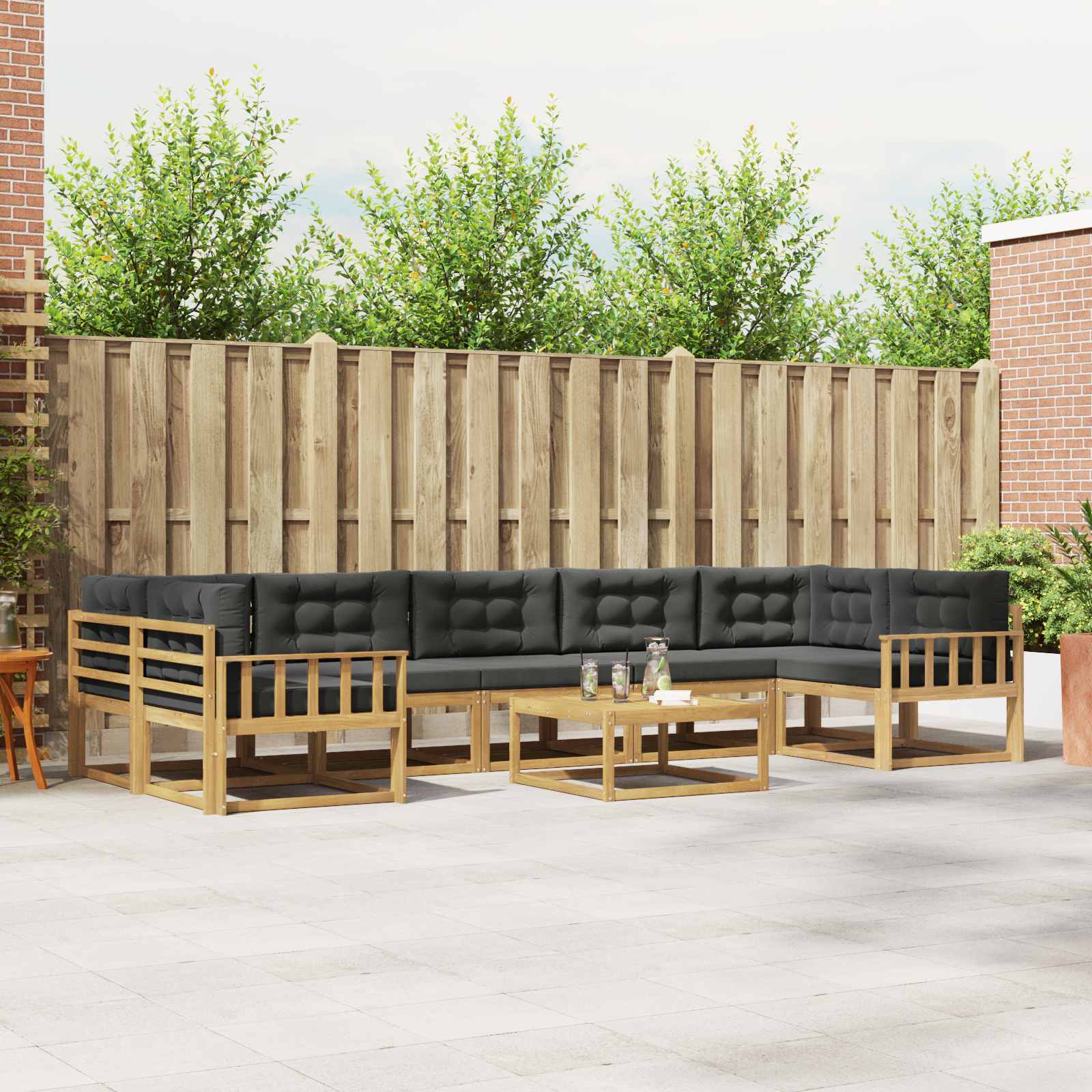 Outdoor-Sofagarnitur mit Kissen 6 pcs Weiß und Anthrazit