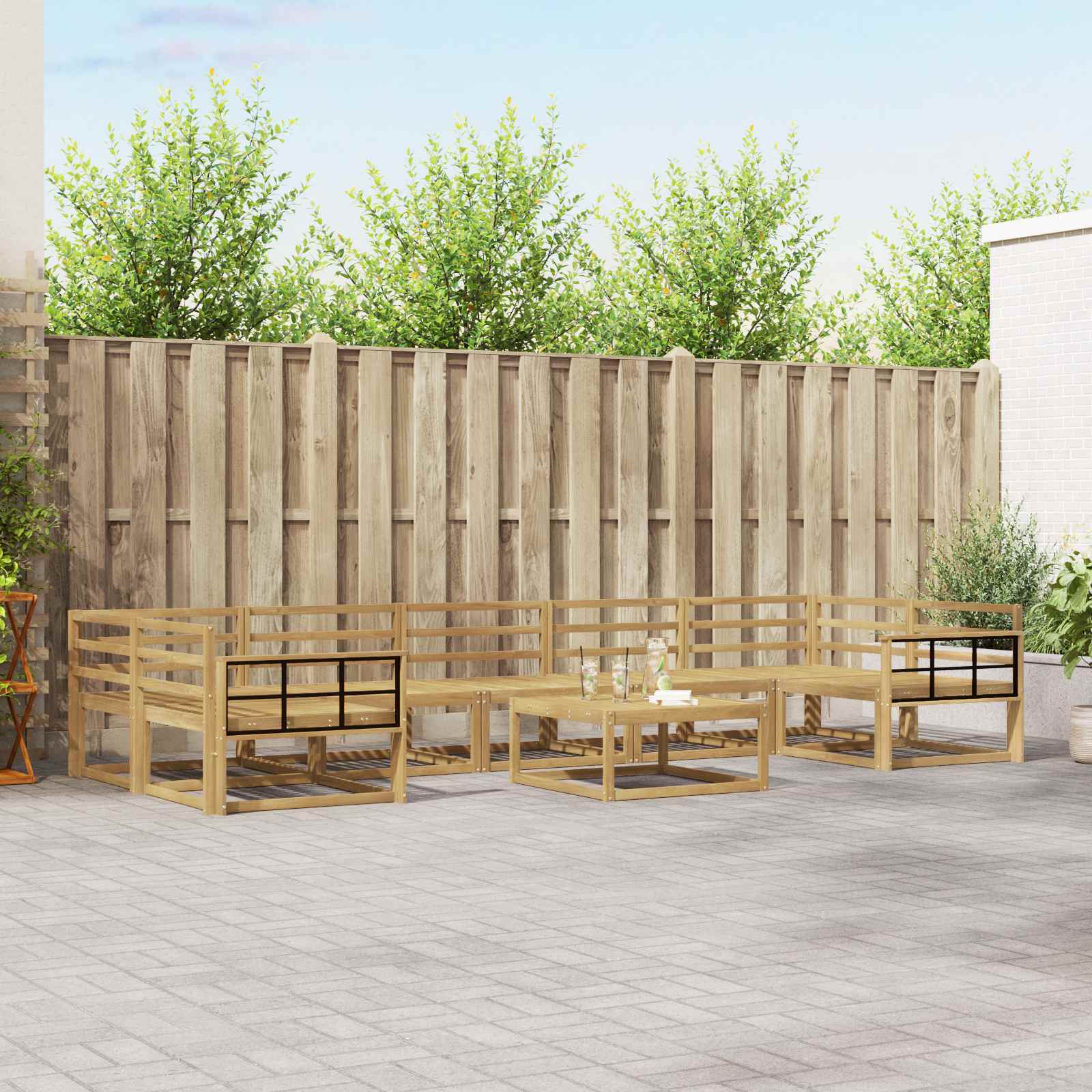Outdoor-Sofagarnitur 8 pcs Weiß
