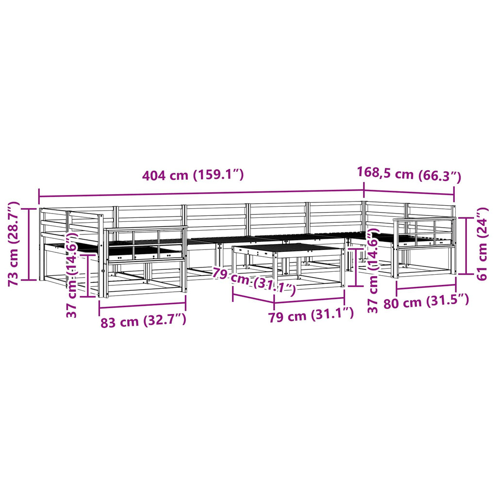 Outdoor-Sofagarnitur 8 pcs Weiß