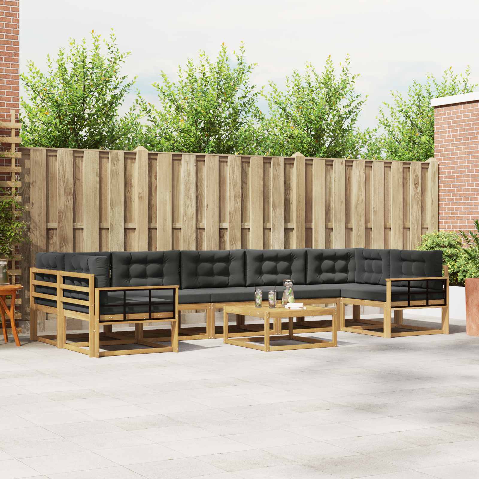Outdoor-Sofagarnitur mit Kissen 6 pcs Weiß und Anthrazit