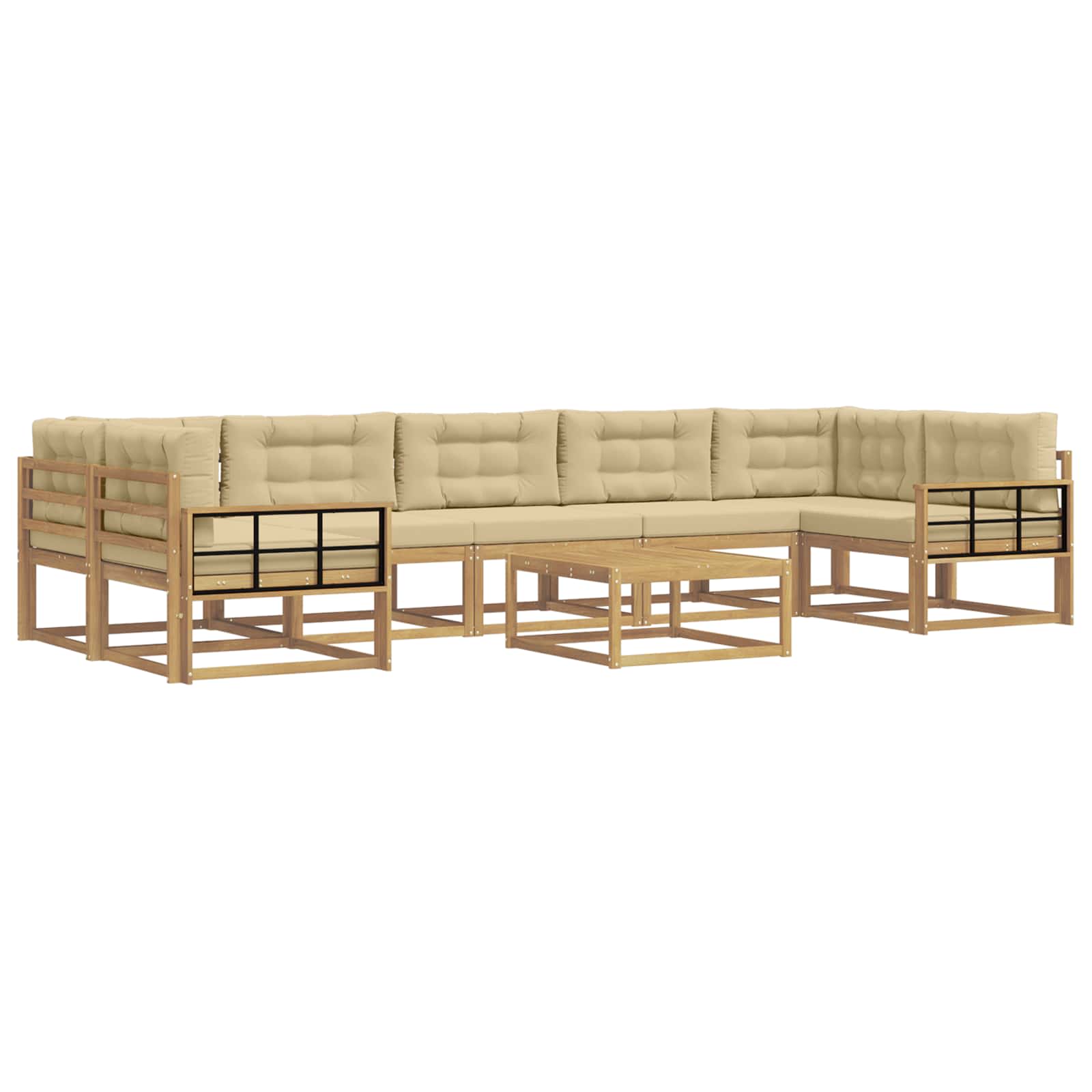 Outdoor-Sofagarnitur mit Kissen 6 pcs Weiß und Beige