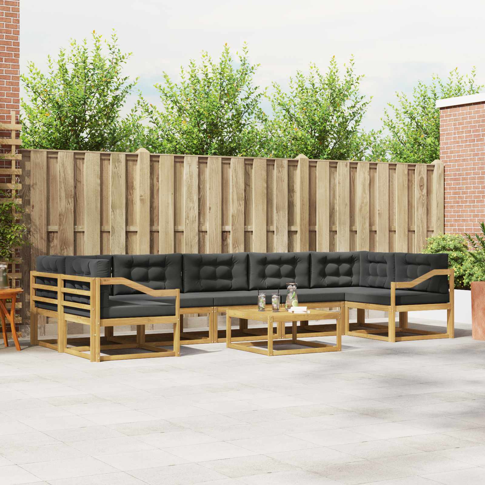 Outdoor-Sofagarnitur mit Kissen 6 pcs Weiß und Anthrazit