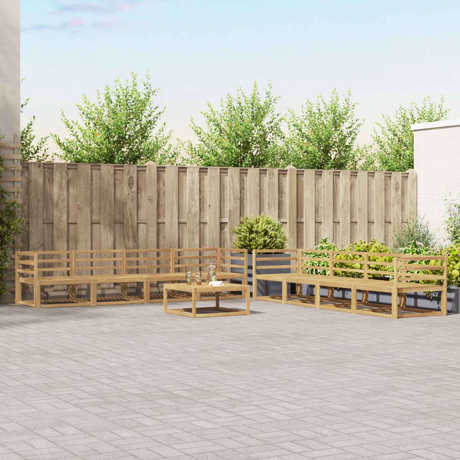 Outdoor-Sofagarnitur 9 pcs Weiß 79 x 79 x 37 cm