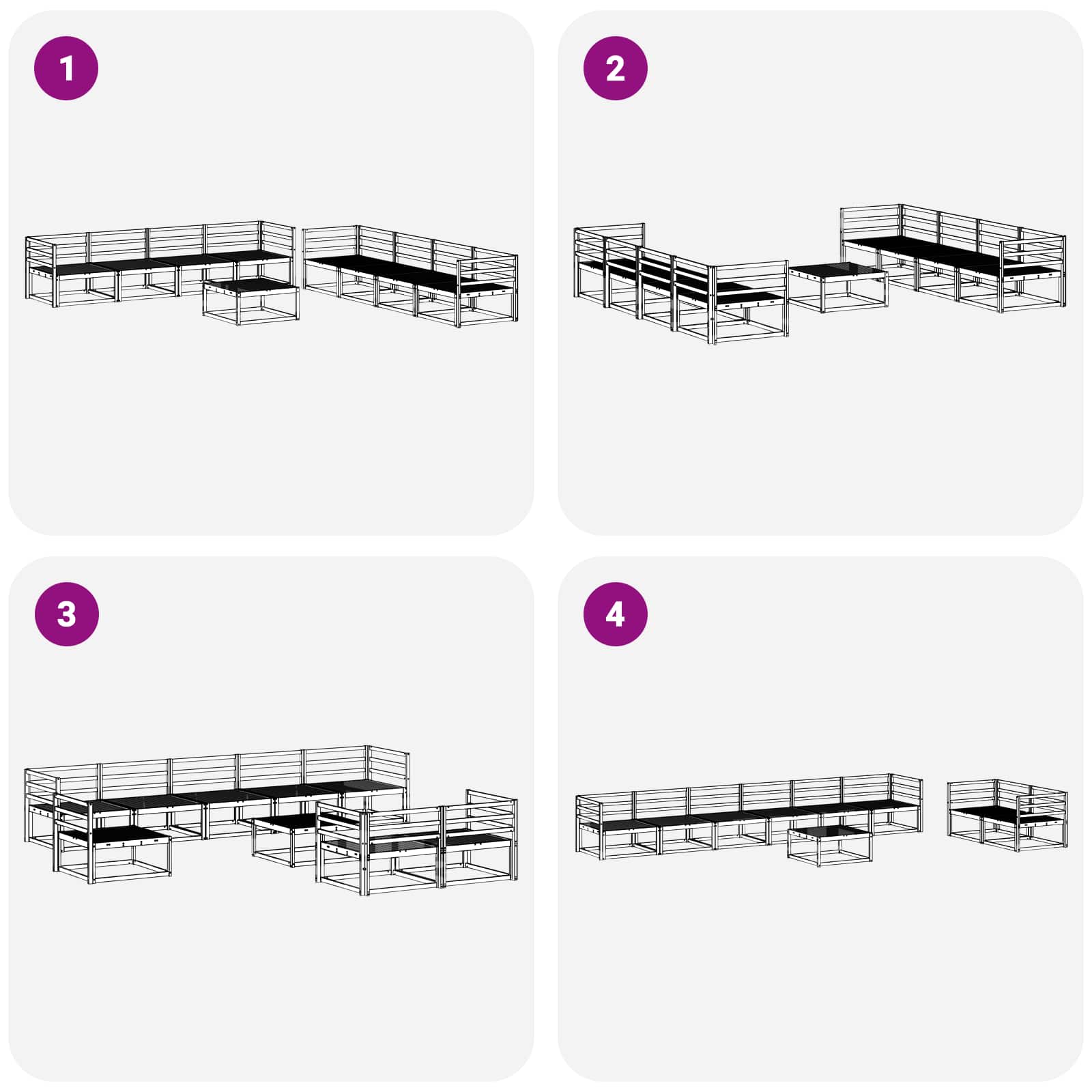 Outdoor-Sofagarnitur 9 pcs Weiß 79 x 79 x 37 cm