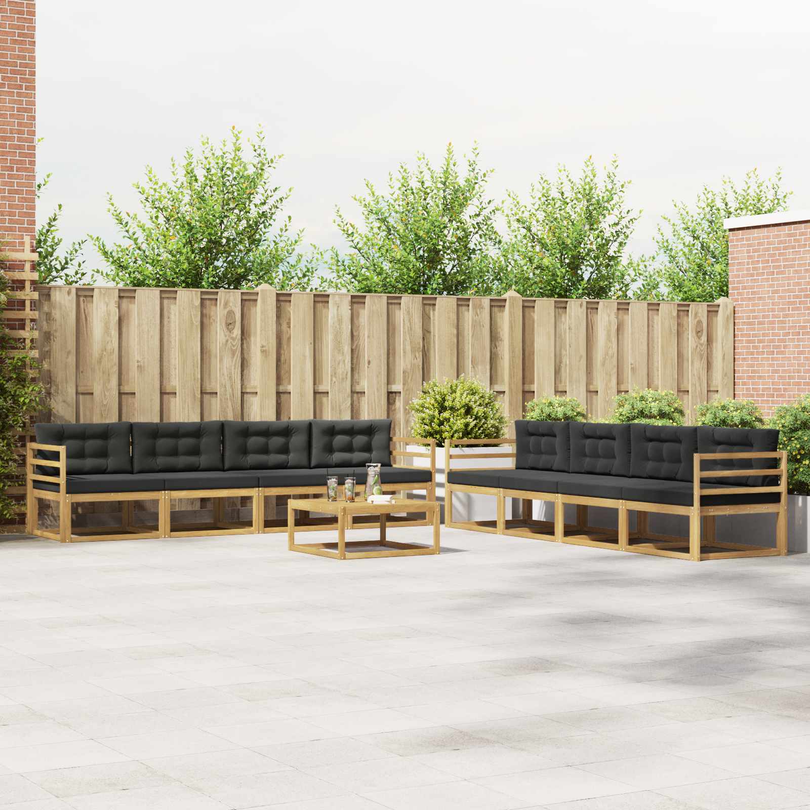 Outdoor-Sofagarnitur 9 pcs Weiß und Anthrazit 79 x 79 x 37 cm