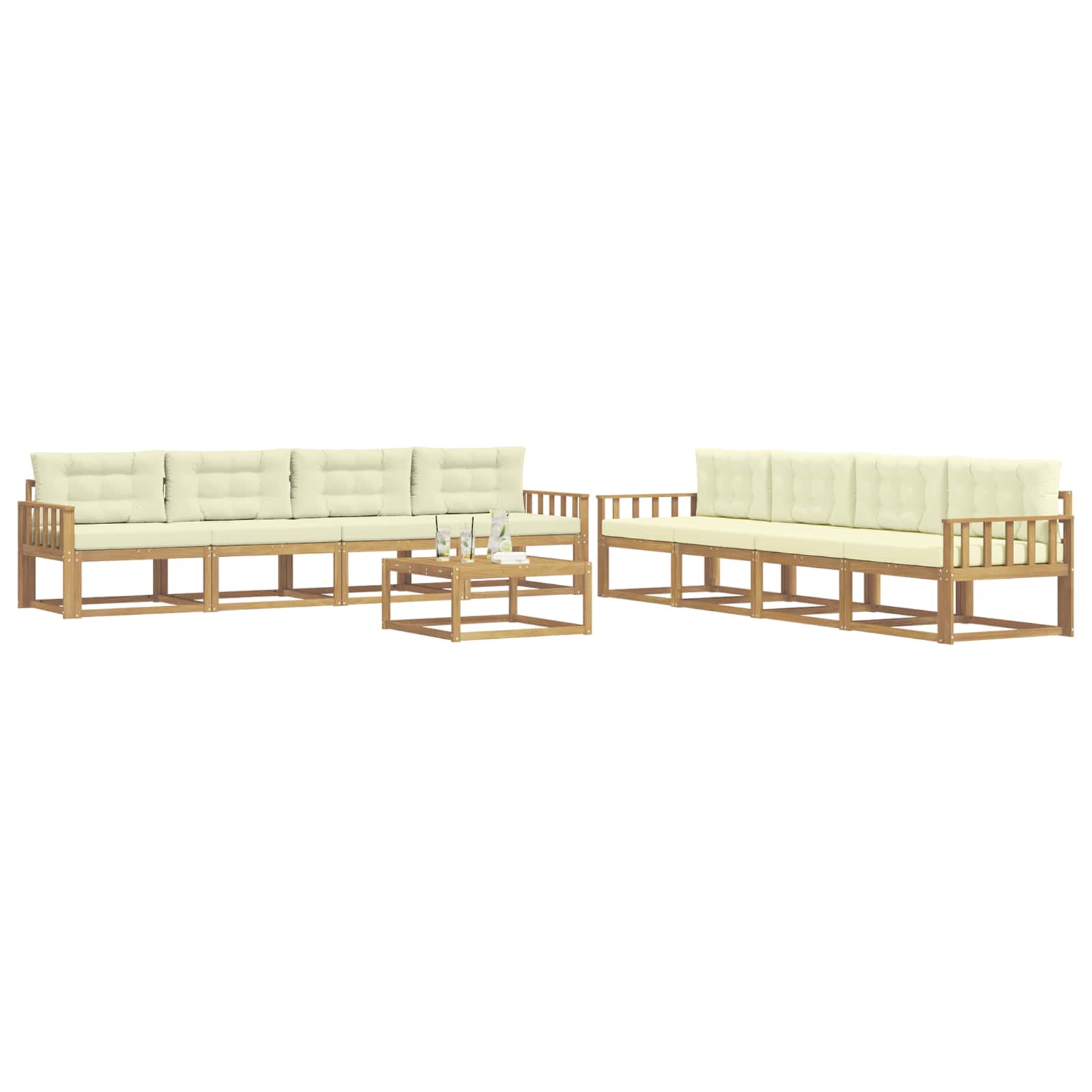 Outdoor-Sofagarnitur 9 pcs Weiß und Creme 79 x 79 x 37 cm