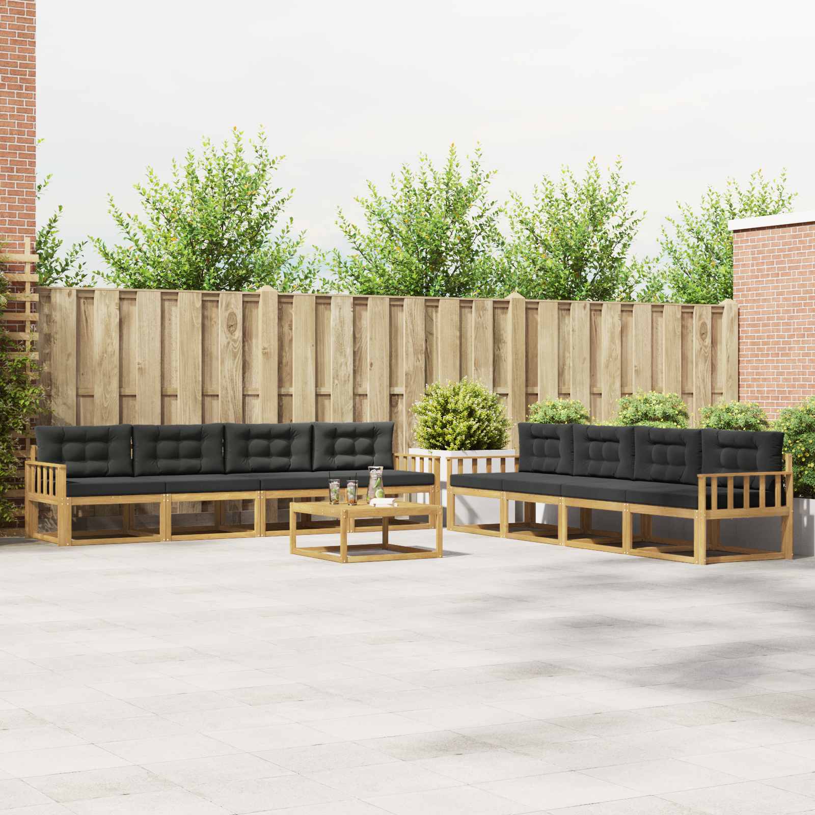 Outdoor-Sofagarnitur 9 pcs Weiß und Anthrazit 79 x 79 x 37 cm