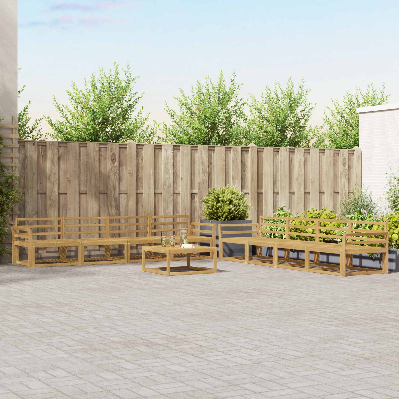 Outdoor-Sofagarnitur 9 pcs Weiß 79 x 79 x 37 cm