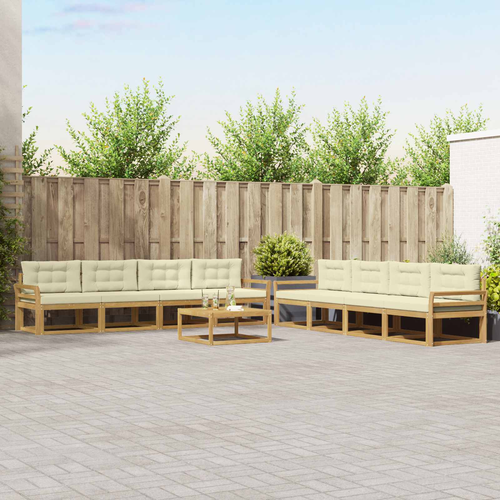 Outdoor-Sofagarnitur 9 pcs Weiß und Creme 79 x 79 x 37 cm
