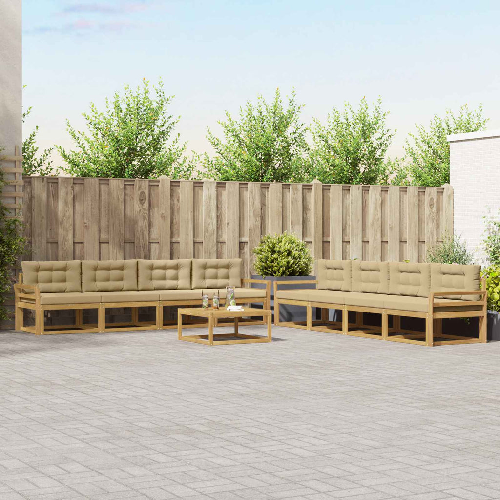 Outdoor-Sofagarnitur 9 pcs Weiß und Beige 79 x 79 x 37 cm