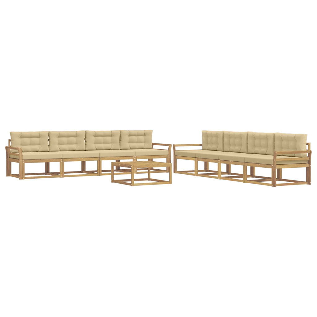 Outdoor-Sofagarnitur 9 pcs Weiß und Beige 79 x 79 x 37 cm