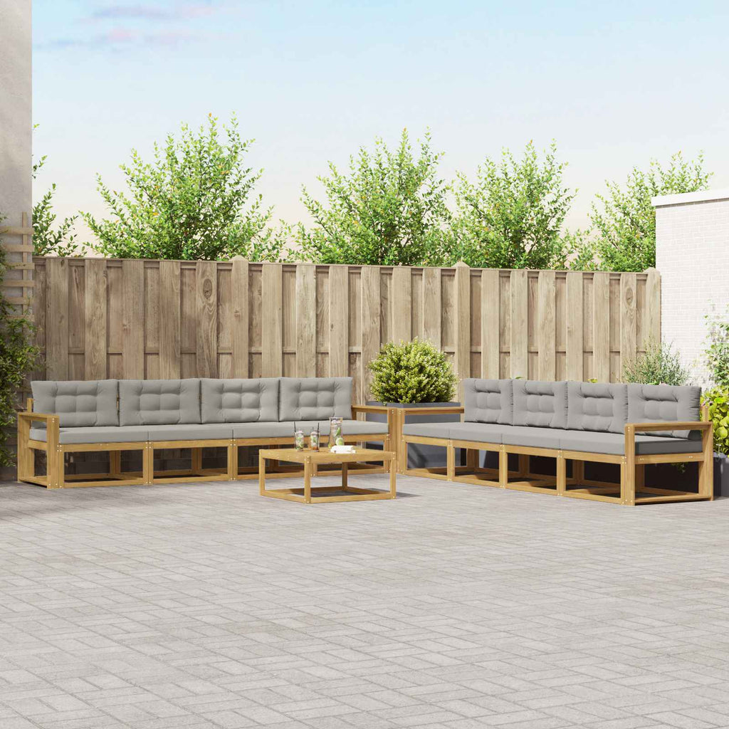 Outdoor-Sofagarnitur 9 pcs Weiß und Hellgrau 79 x 79 x 37 cm