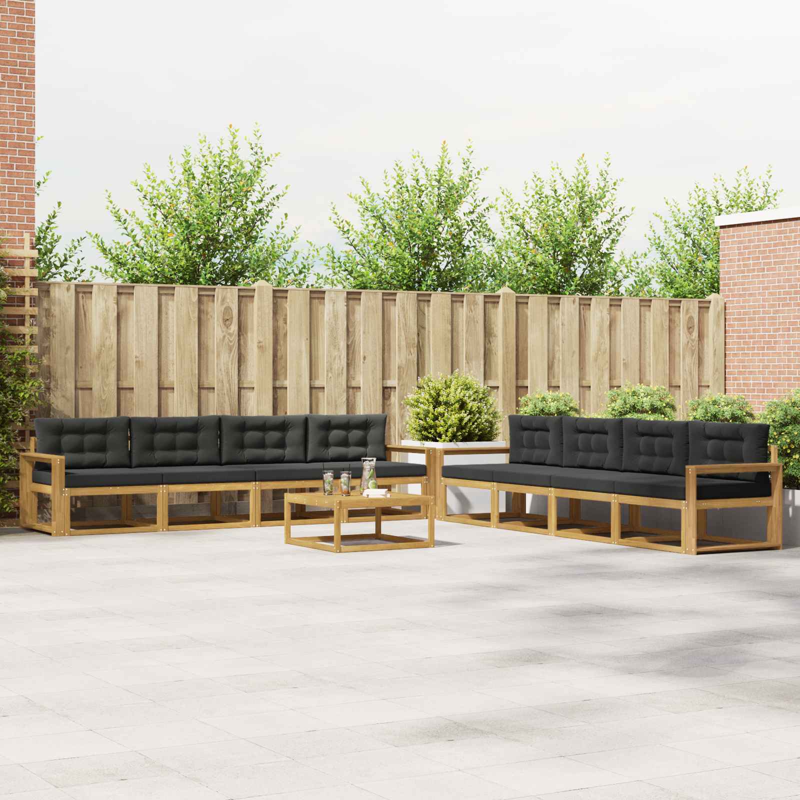 Outdoor-Sofagarnitur 9 pcs Weiß und Anthrazit 79 x 79 x 37 cm