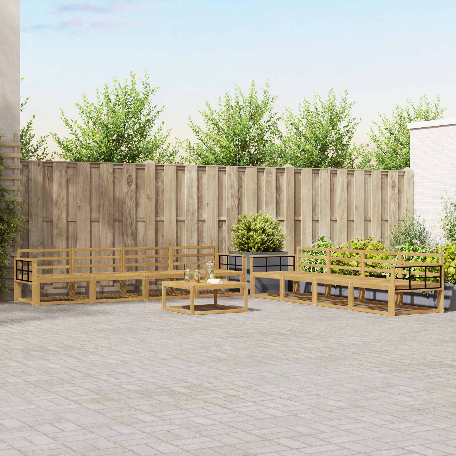 Outdoor-Sofagarnitur 9 pcs Weiß 79 x 79 x 37 cm