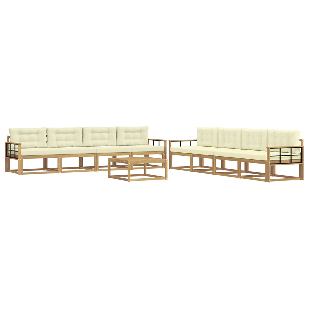 Outdoor-Sofagarnitur 9 pcs Weiß und Creme 79 x 79 x 37 cm